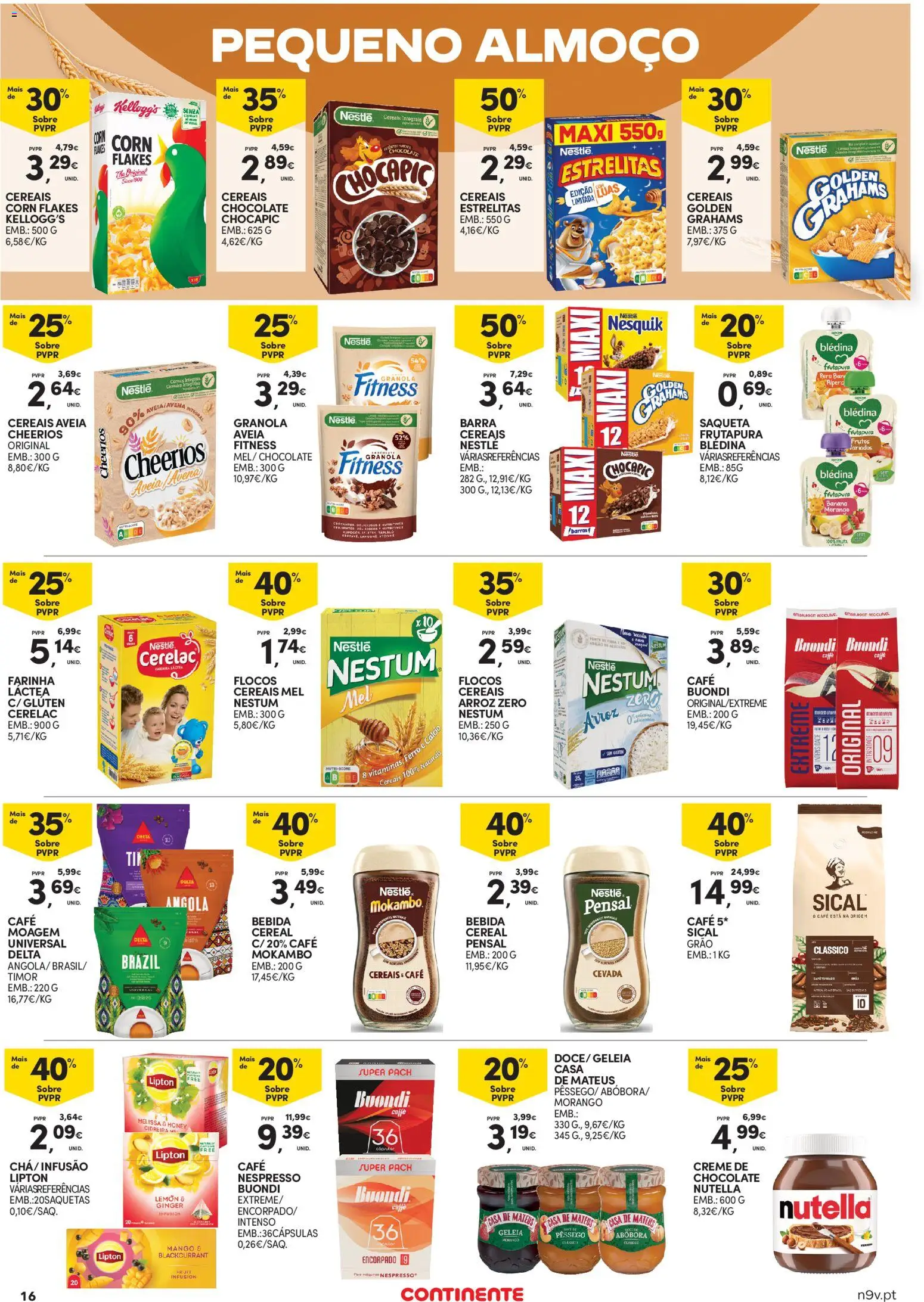 Continente Açores │ válido de 25/06/2026 | Página: 16 | Produtos: Granola, Creme, Flocos, Bebida