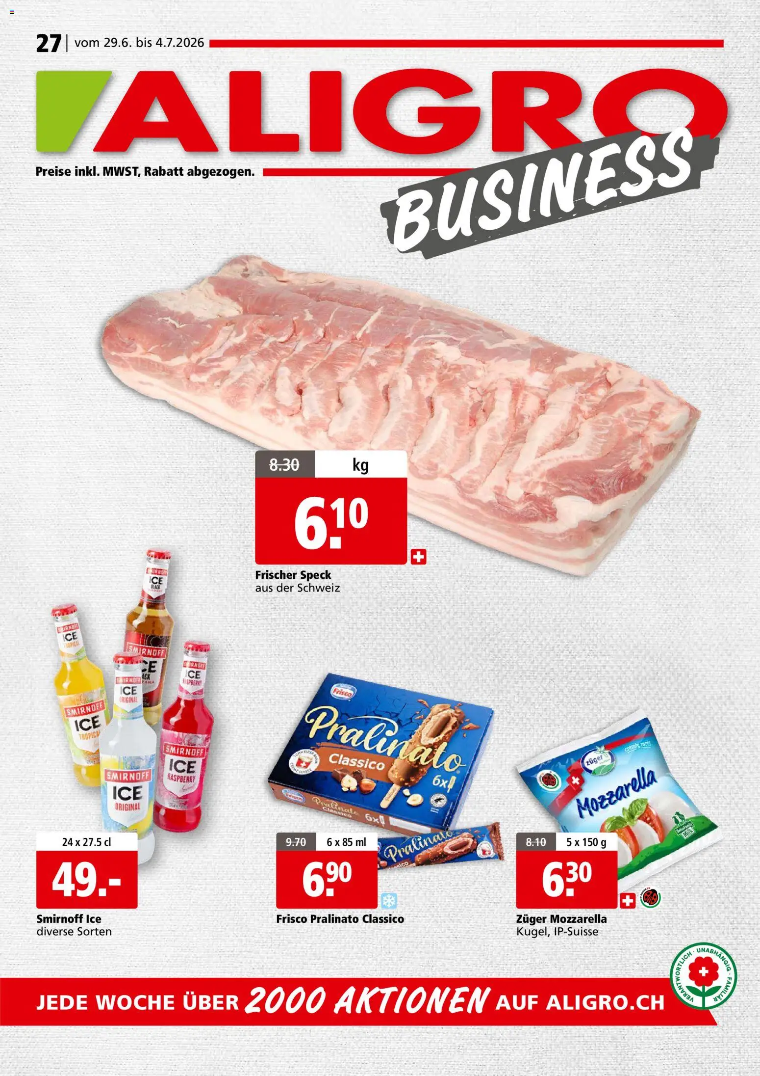 Aligro aktionen Business Chavannes, Matran, Genf, Sitten – gültig ab 29.06.2026 | Seite: 1