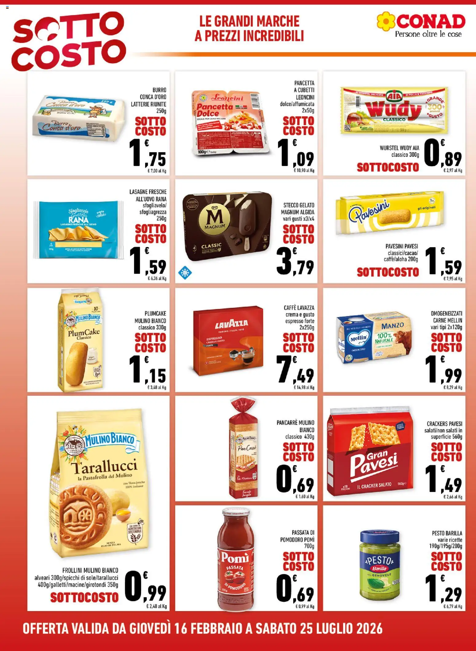 Volantino Conad del 16/07/2026 | Pagina: 2 | Prodotti: Pollo, Burro, Passata di pomodoro, Lavazza