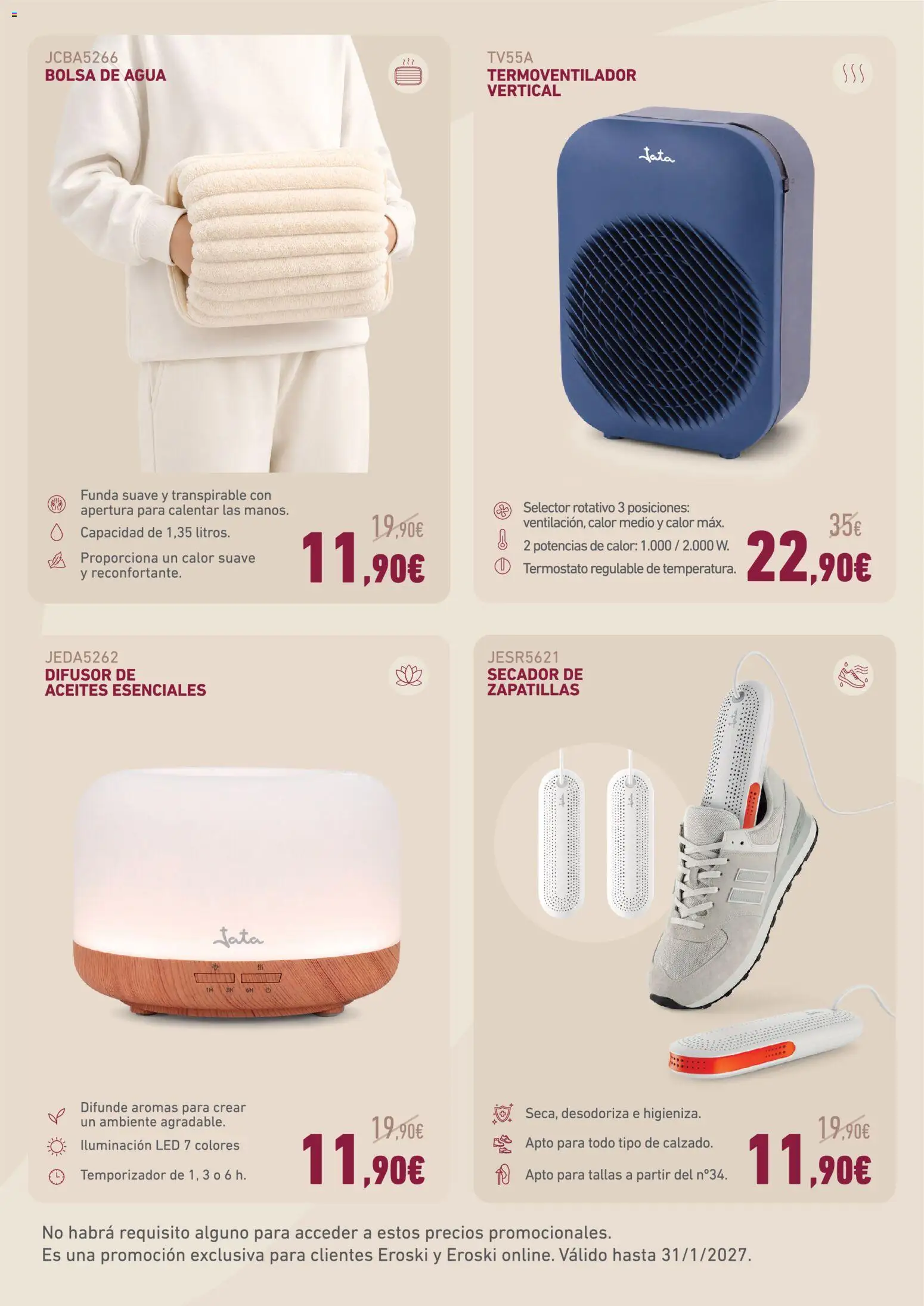 Eroski Fidelización Confort Jata │ válido desde el 29/10/2026 | Página: 2 | Productos: Zapatillas, Funda, Iluminación, Agua