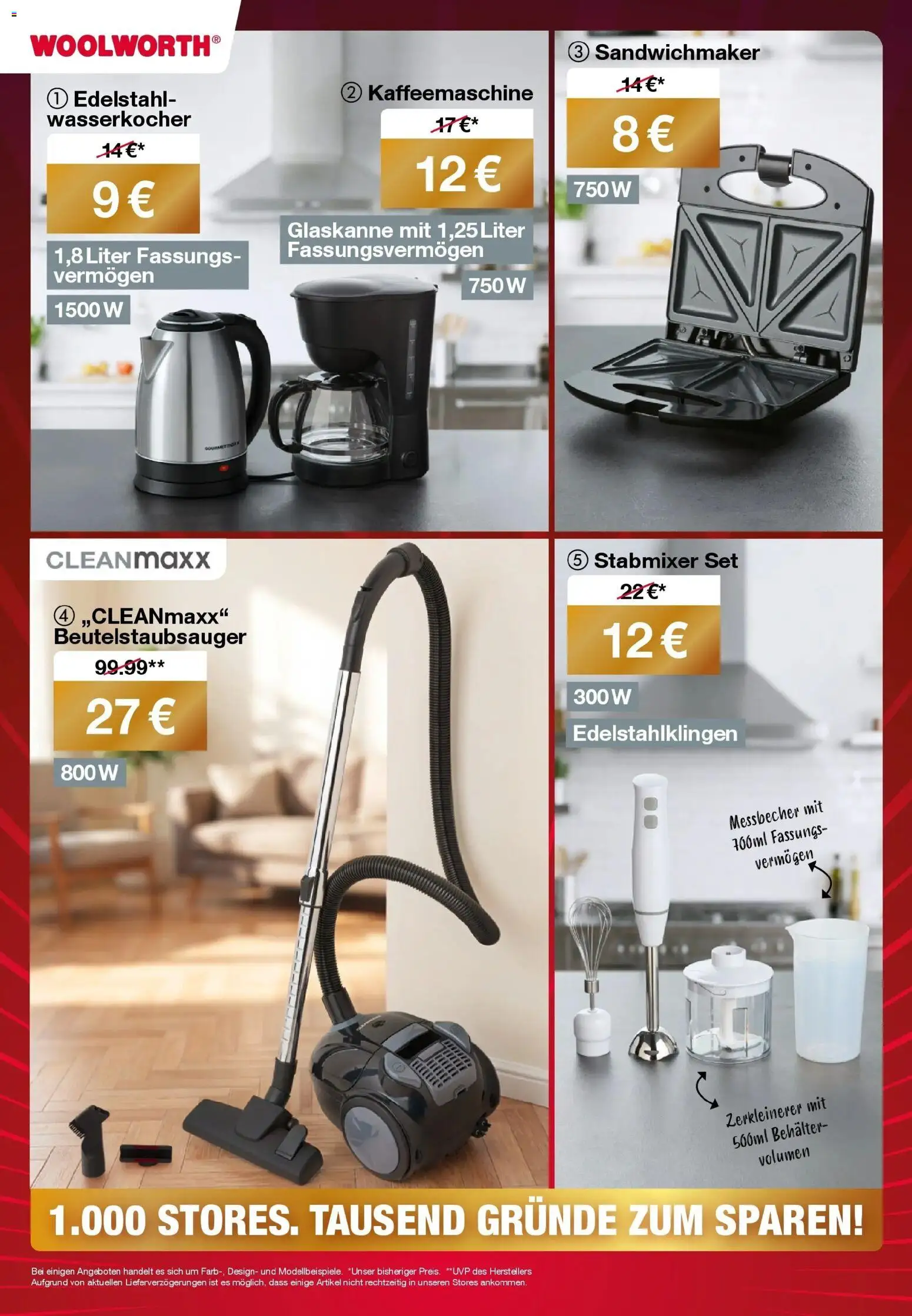 Woolworth Wir feiern 1.000x in Europa! gültig ab 27.02.2026 | Seite: 2 | Produkte: Kaffeemaschine, Wasserkocher, Sandwichmaker