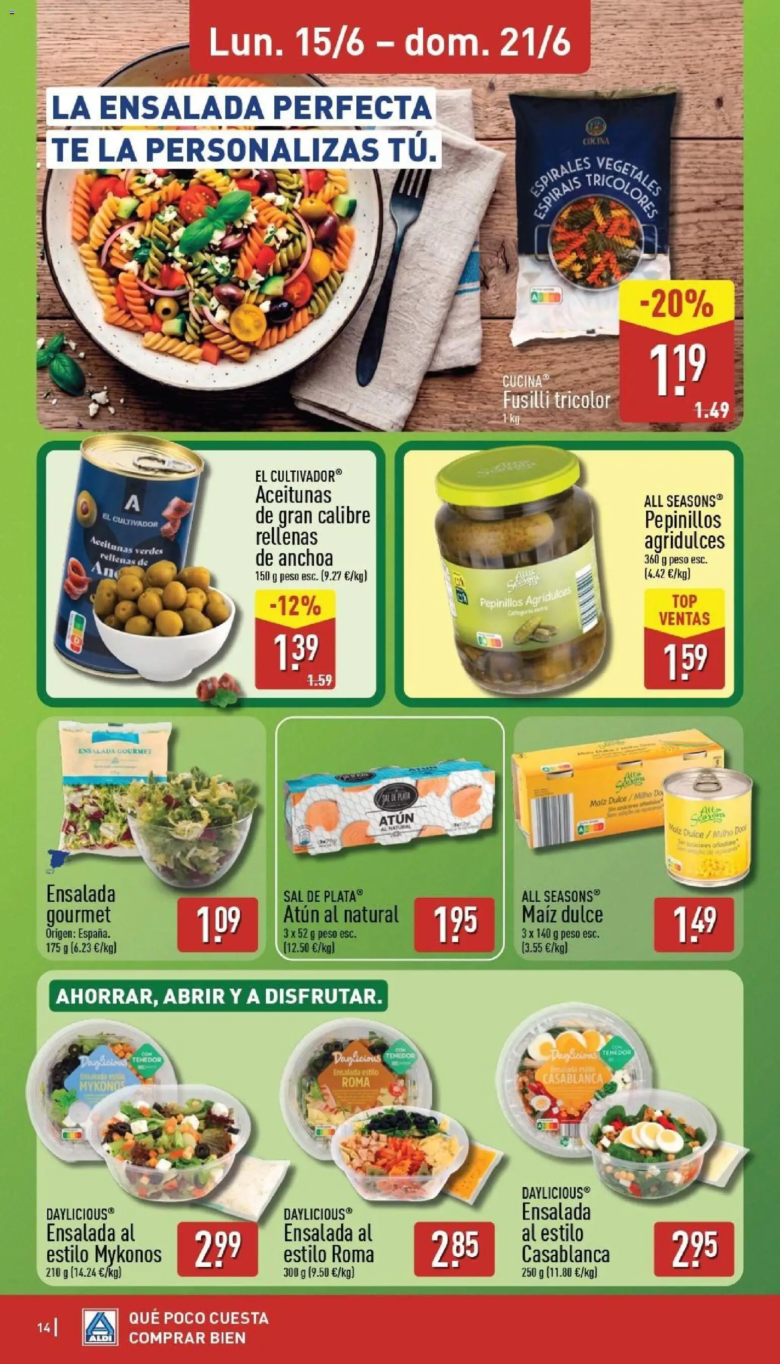 Aldi folleto Península │ válido desde el 15.06.2026 | Página: 14 | Productos: Pasta, Té, Peso, Anchoa