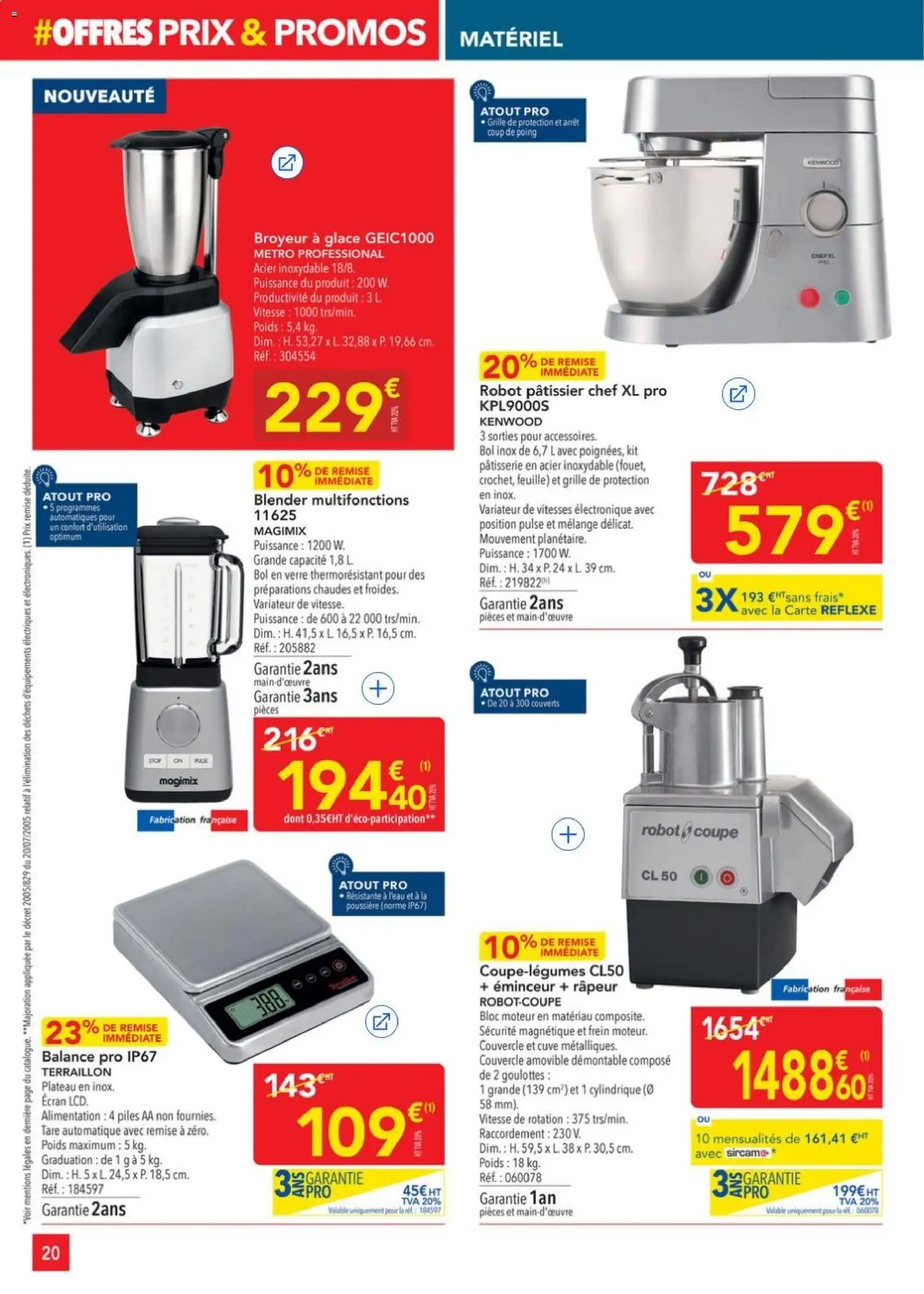{H1} | Page: 20 | Produits: Blender, Bol, Robot pâtissier, Piles