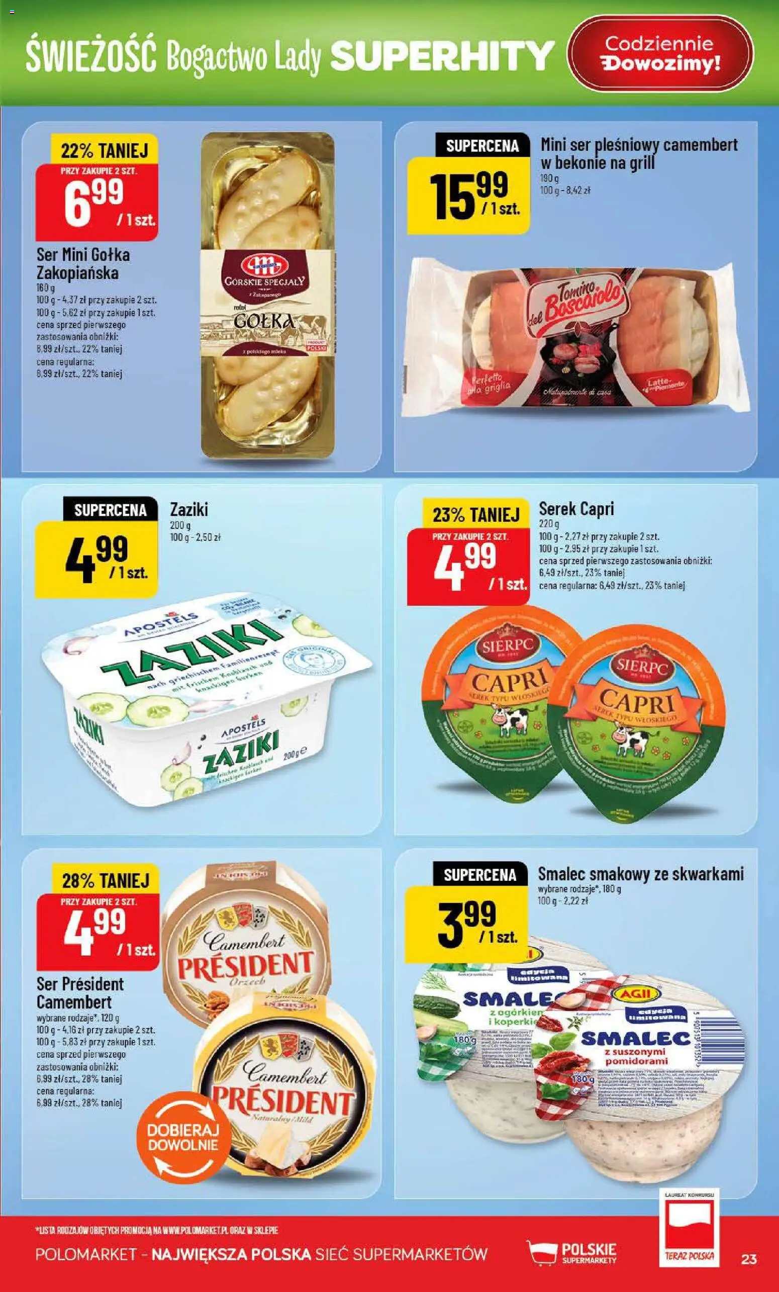POLOmarket gazetka od 15.07.2026 | Strona: 23 | Produkty: Smalec, Specjały, Grill, Camembert