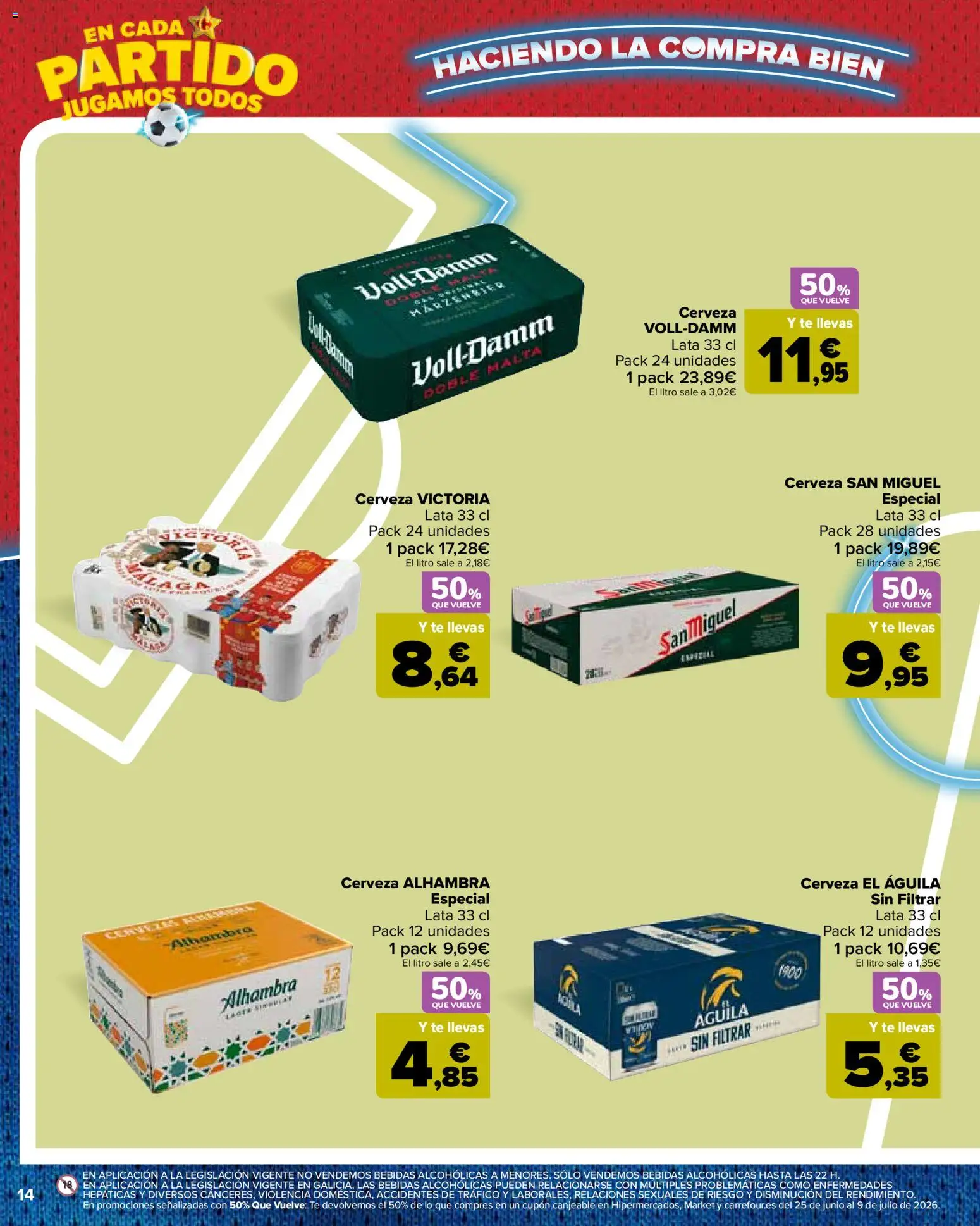 Carrefour La Fiesta del Futbol │ válido desde el 11.06.2026 | Página: 14 | Productos: Cerveza, Té