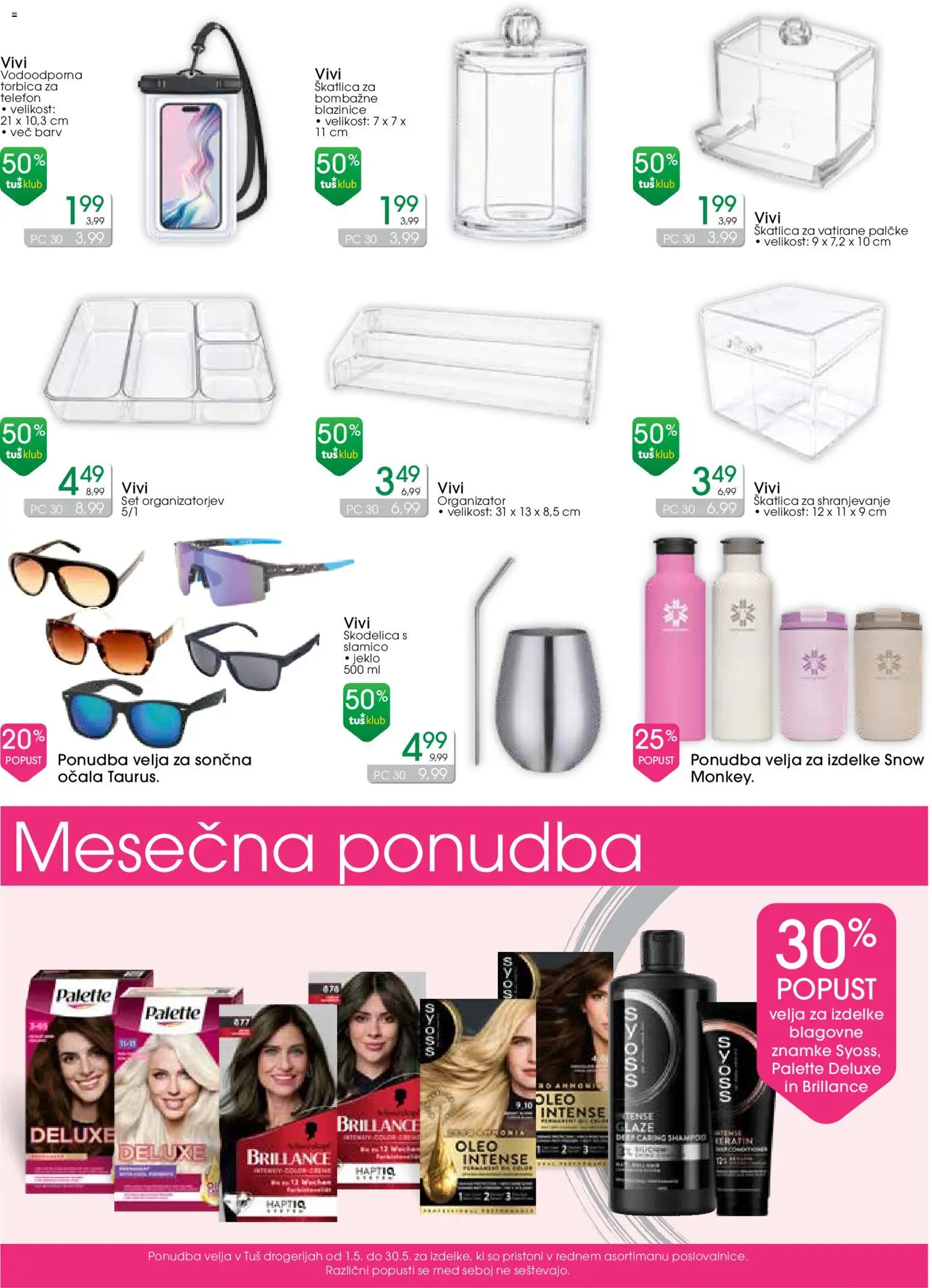 Novi Tuš drogerija katalog ponudbe – veljaven od 13.05.2026 | Stran: 3 | Izdelki: Skodelica, Sončna očala, Torbica, Ocala