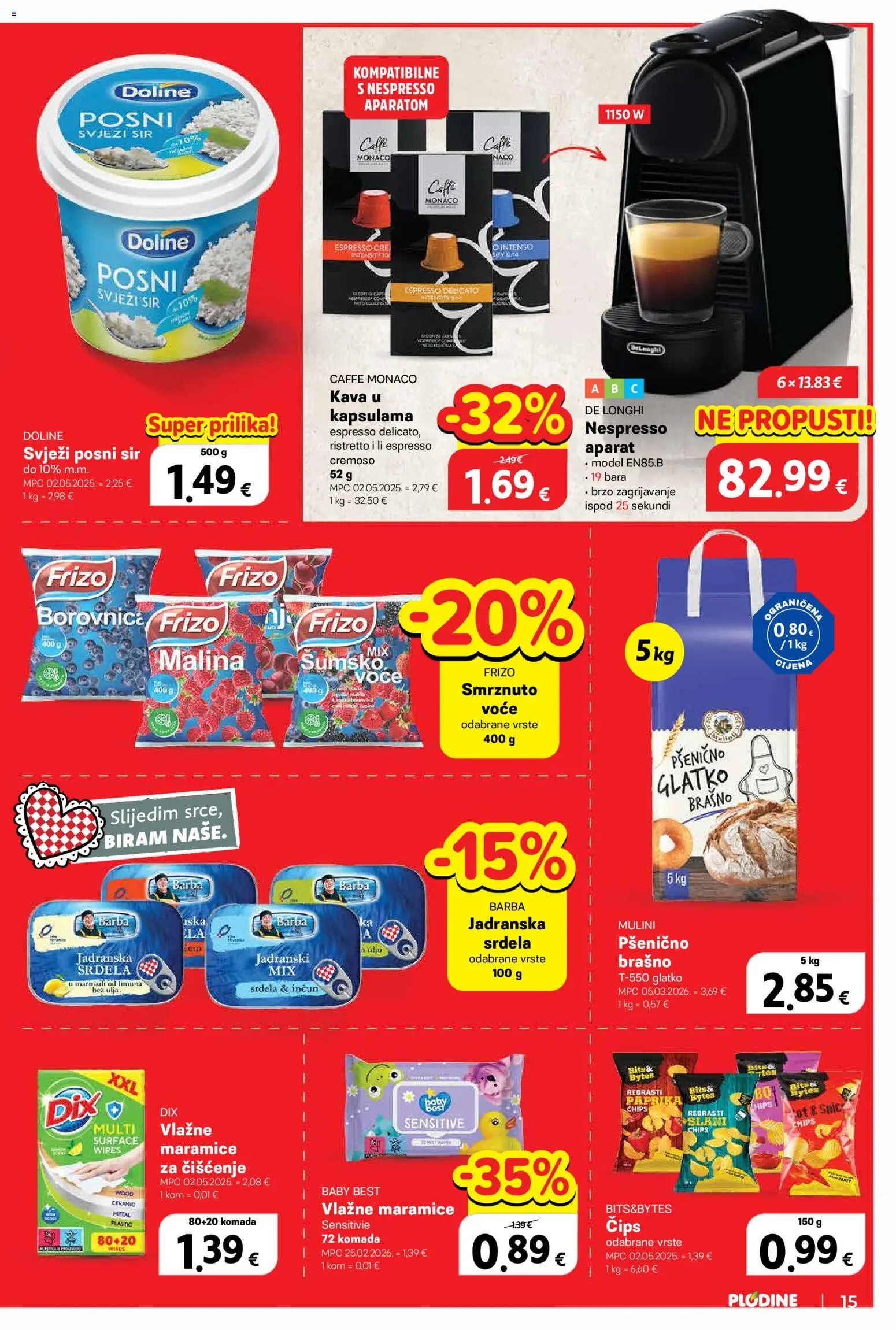 Plodine katalog | vrijedi od 27.05.2026 | Stranica: 15 | Proizvodi: Paprika, Čips, Srdela, Svježi sir