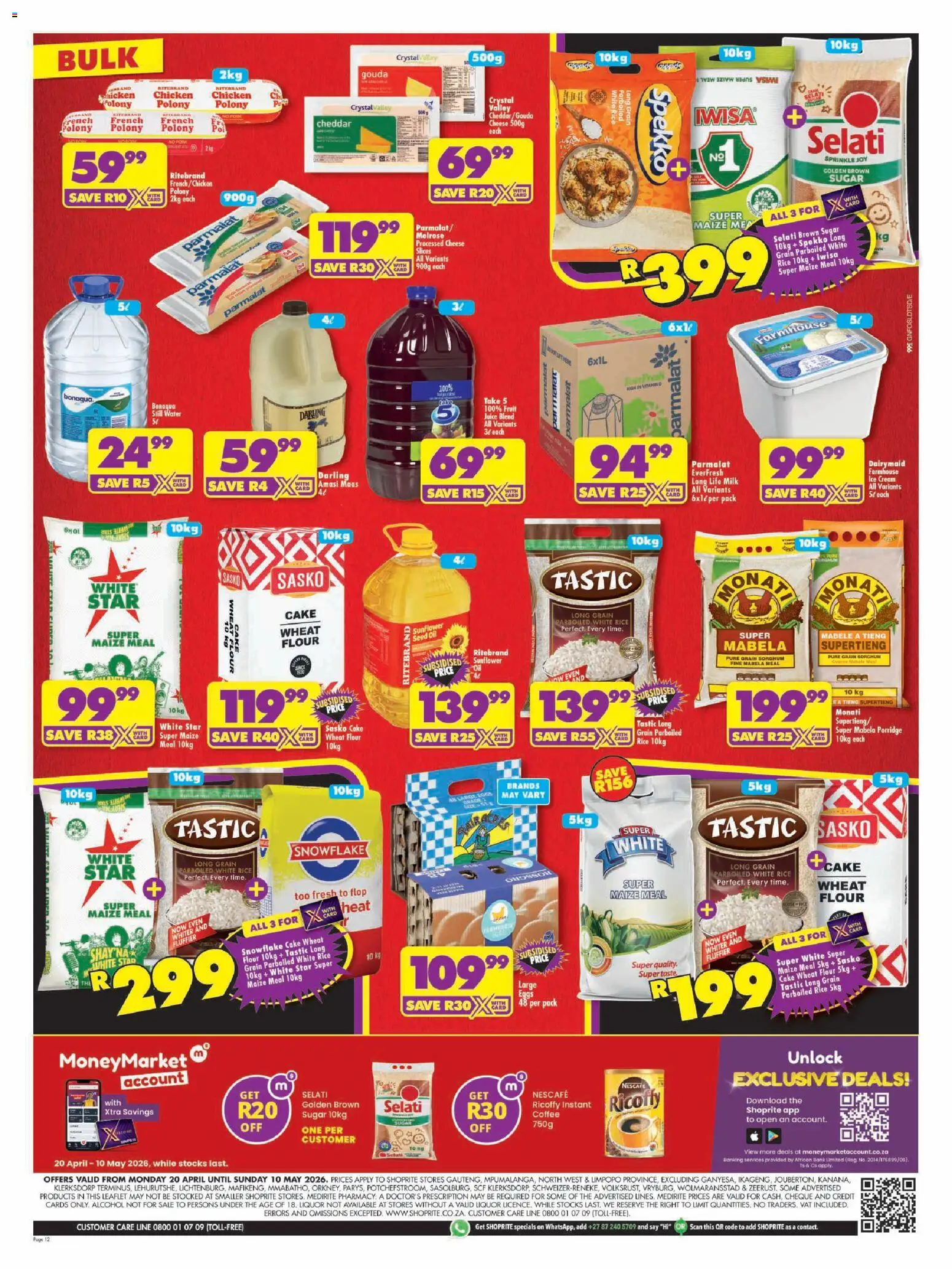 New Shoprite catalogue – valid from 20.04.2026 | Page: 12 | Products: Flour, Cheese, Juice, Chicken