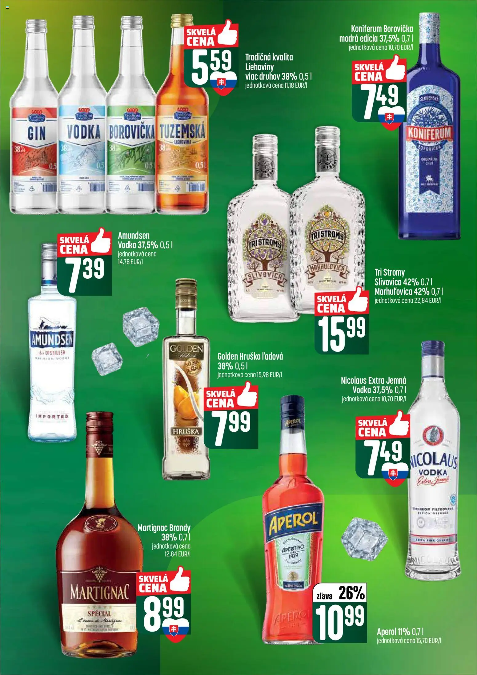 Nové COOP Jednota akcie – leták je platný od 16.04.2026 | Strana: 49 | Produkty: Borovička, Koniferum, Slivovica, Nicolaus vodka