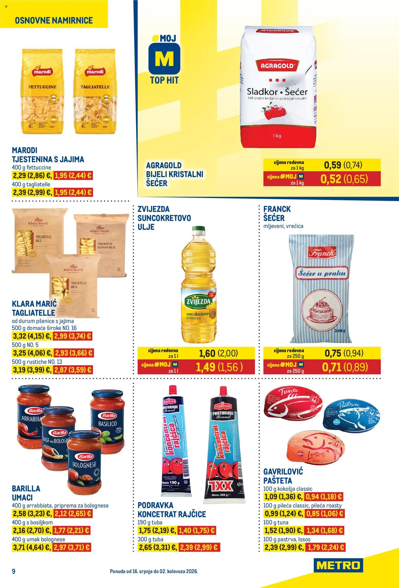 Metro katalog | vrijedi od 16.07.2026 | Stranica: 9 | Proizvodi: Podravka, Rajčice, Rajčica, Barilla