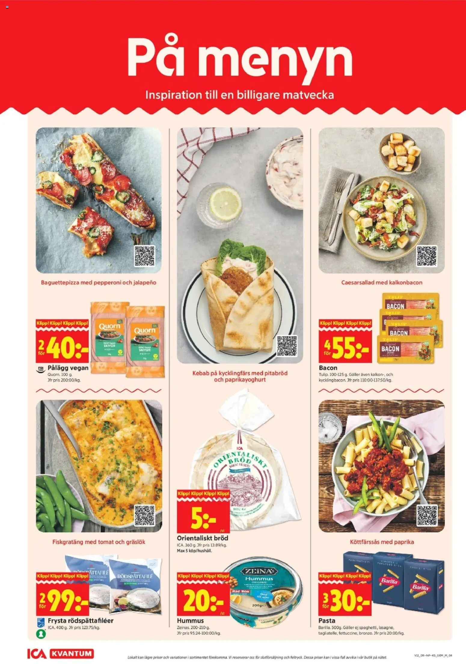 ICA Kvantum reklamblad aktuell från 16.03.2026 | Sida: 4 | Produkter: Galler, Gräslök, Pitabröd, Pasta