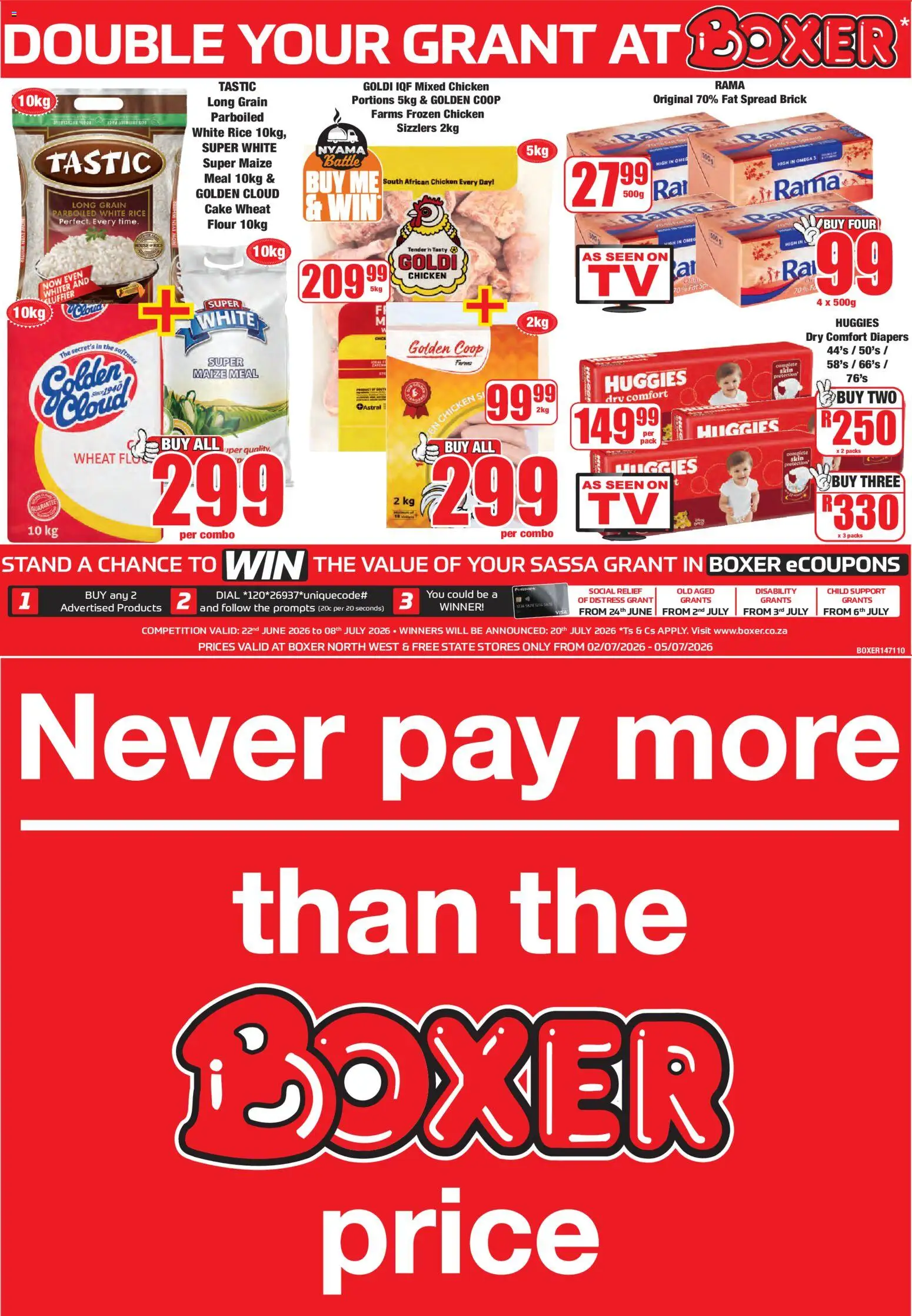 New Boxer catalogue – valid from 02/07/2026 | Page: 1 | Products: Cake, Flour, Maize meal, Fat spread