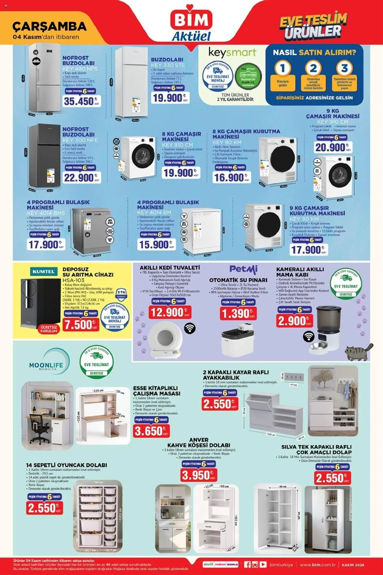 BİM - Katalog Çarşamba - 04 Kasım 2026 tarihinden itibaren geçerlidir | Sayfa: 1 | Ürünler: Oyuncak, Çalışma masası, Dondurucu, Bulaşık makinesi