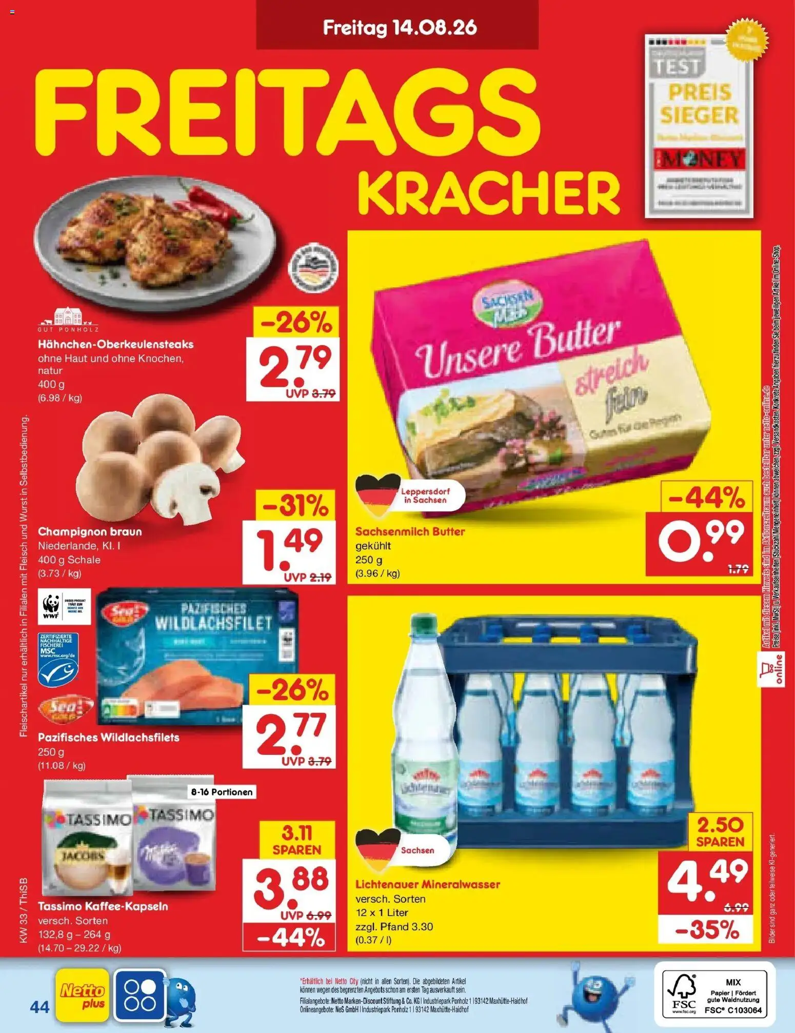 Netto Marken-Discount Prospekt Pirna (ab 10.08.2026) » Angebote | Seite: 60 | Produkte: Butter, Mineralwasser, Bilder, Wurst