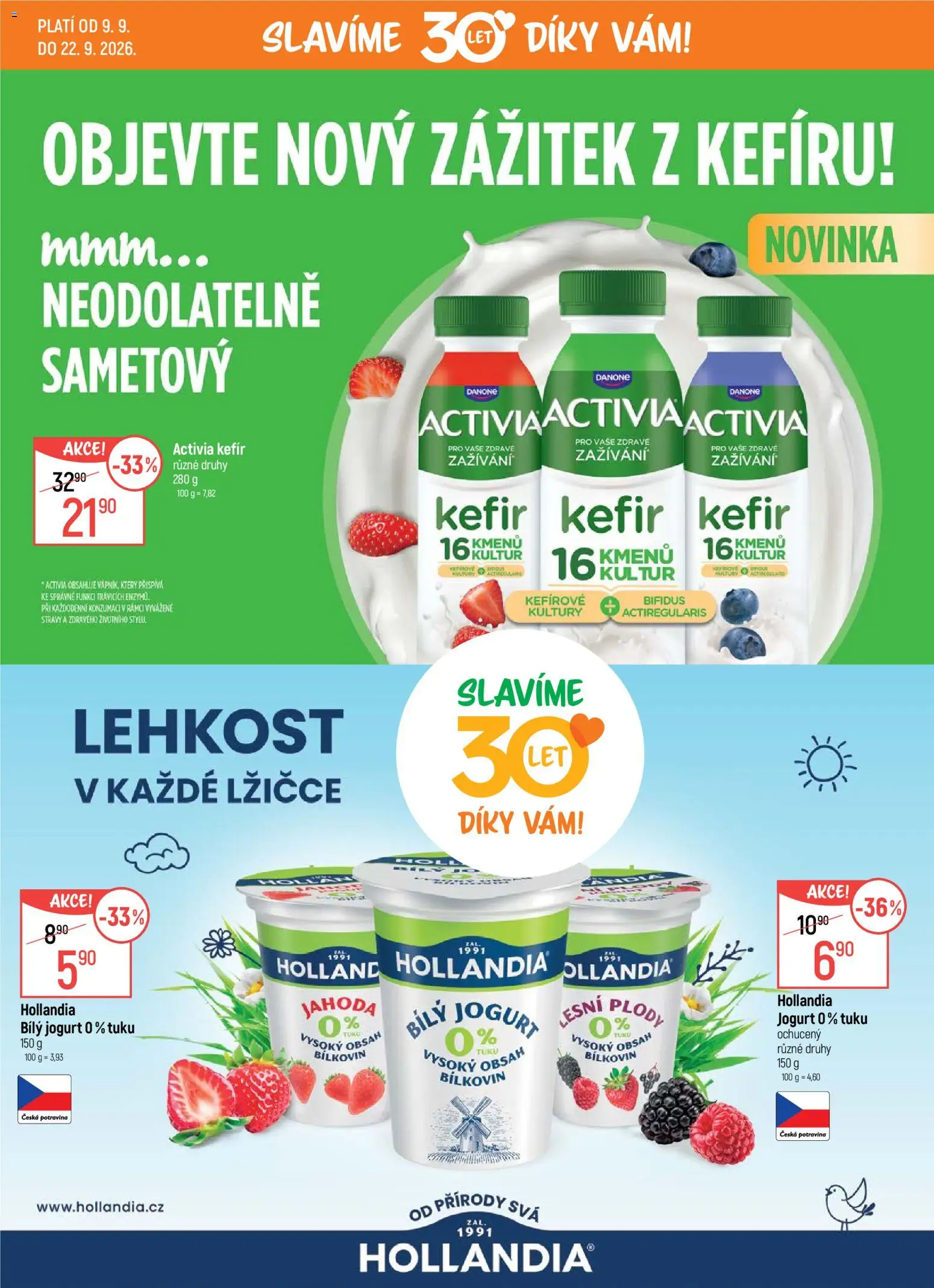 Globus leták od 09.09.2026 | Strana: 13 | Produkty: Kefír, Jogurt, Hollandia, Bílý jogurt