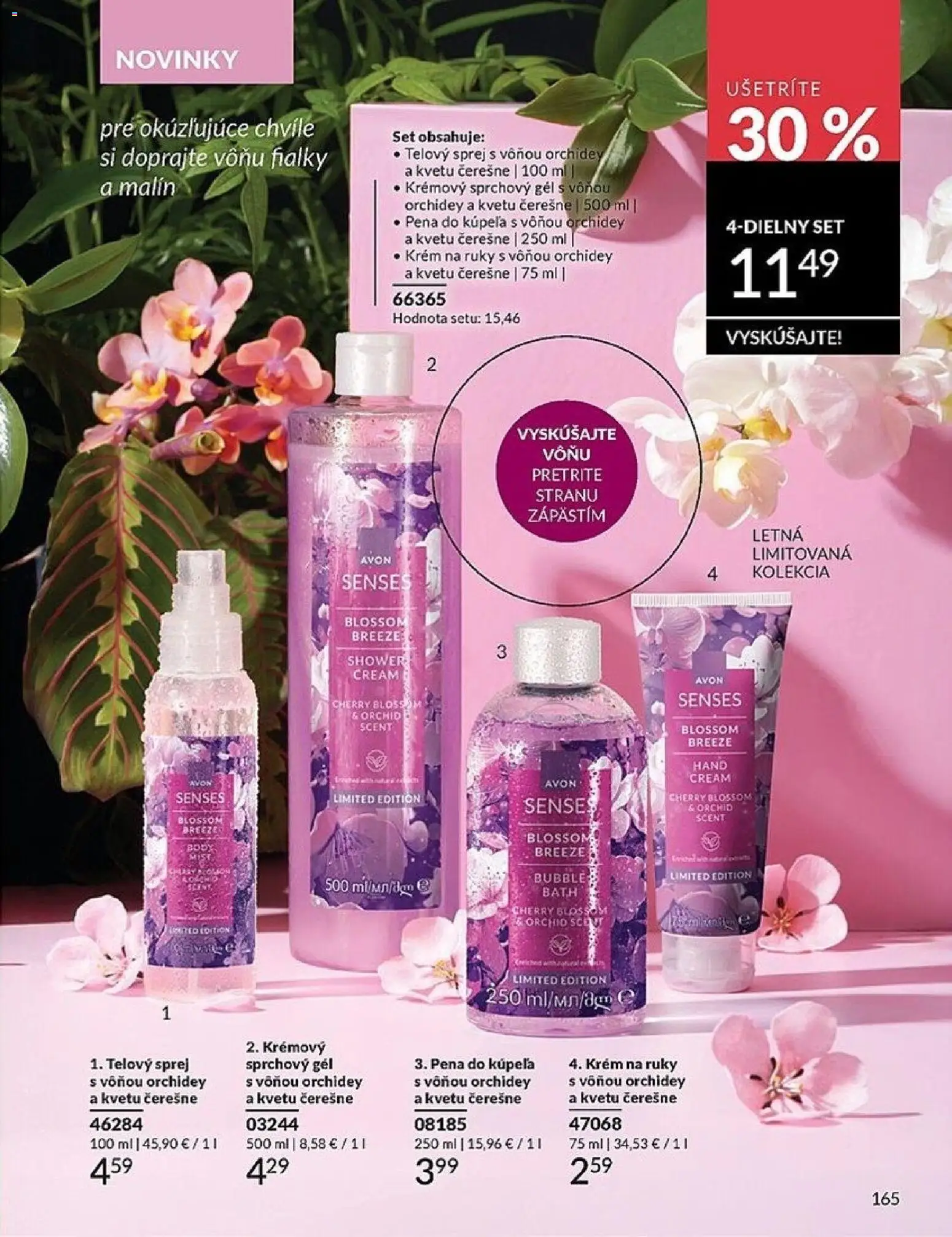 Nové Avon akcie – leták je platný od 01.03.2026 | Strana: 165 | Produkty: Sprchový gél, Pena do kúpeľa, Krém, Čerešne