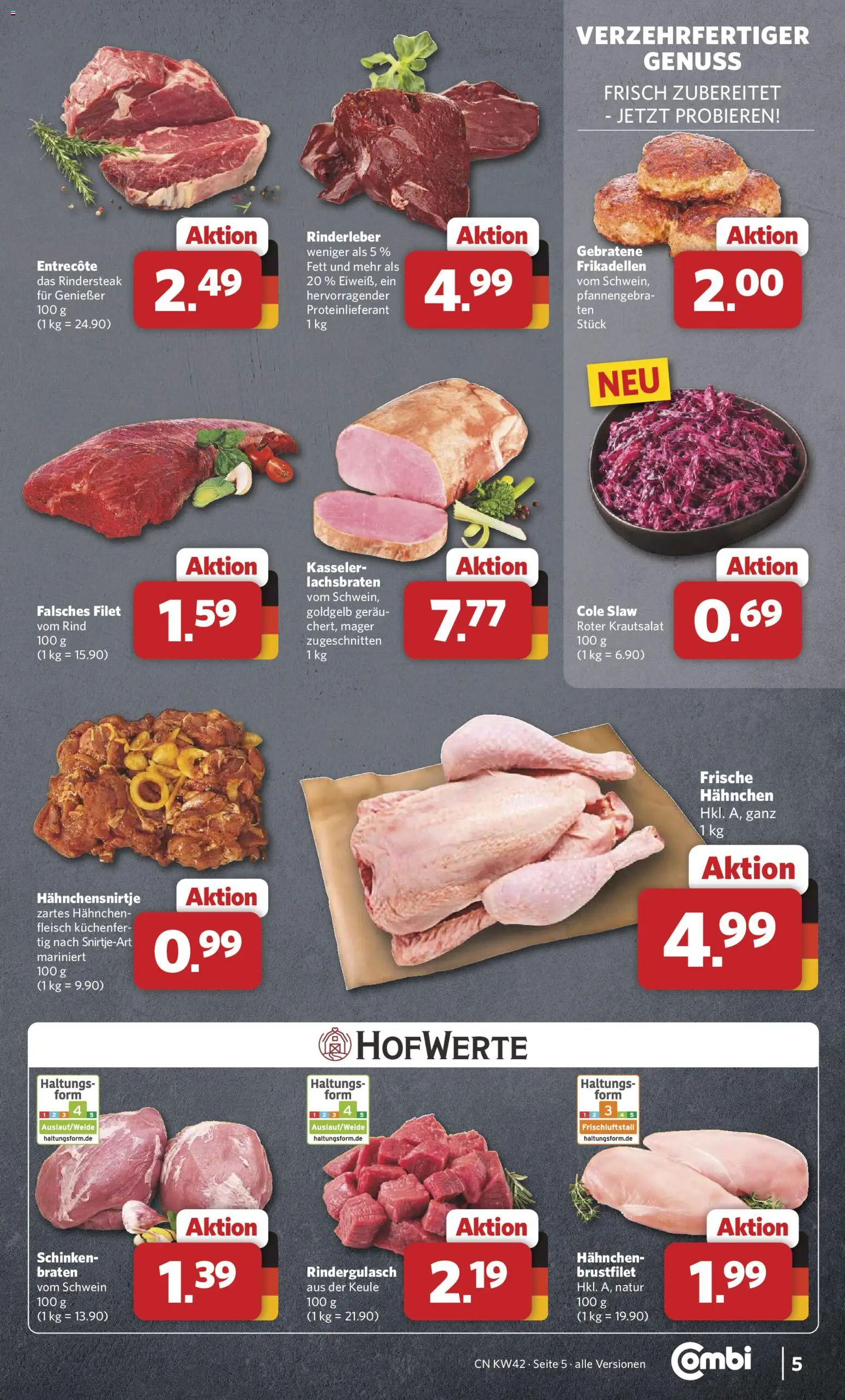 Combi Prospekt – gültig ab 12.10.2026 | Seite: 5 | Produkte: Rindergulasch, Hahnchen, Entrecote, Schinken
