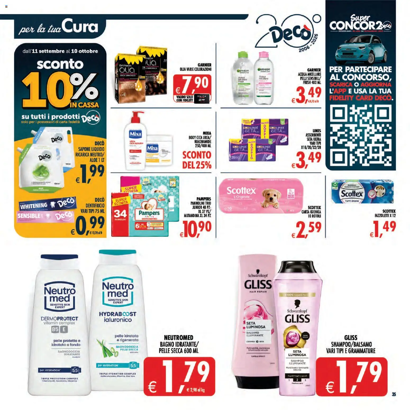Volantino Decò del 11/09/2026 | Pagina: 38 | Prodotti: Illuminante, Dentifricio, Acqua, Assorbenti