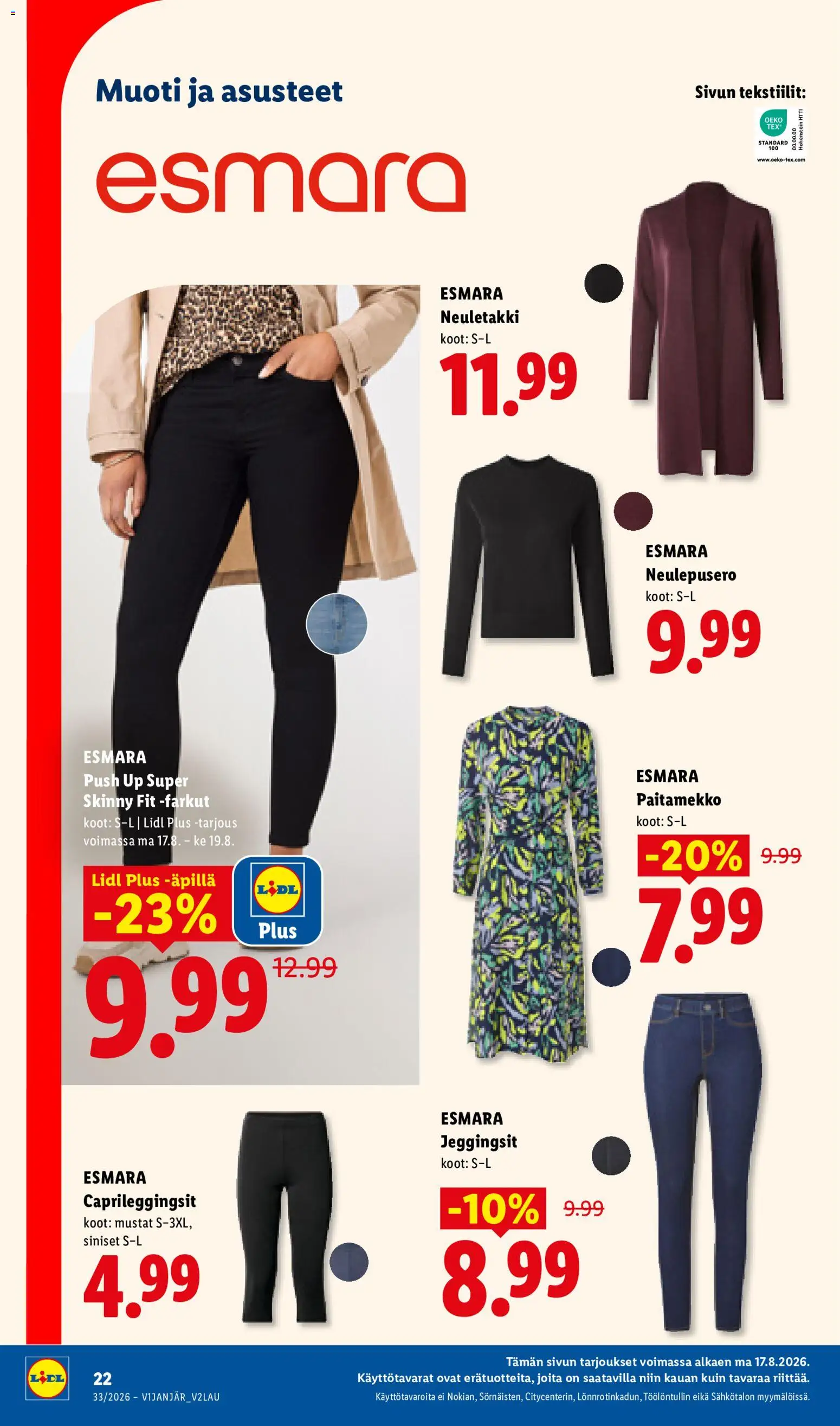 Lidl tarjoukset - Rovaniemi – voimassa 17/08/2026 alkaen | Sivu: 10 | Tuotteet: Neuletakki, Farkut