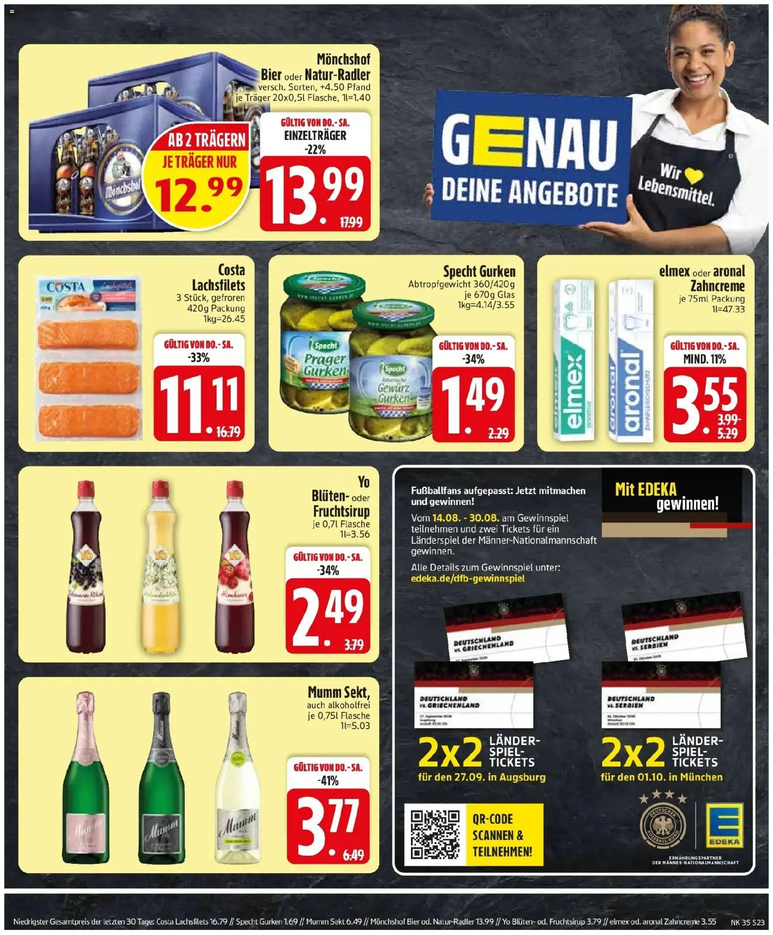 Edeka Prospekt Falkenberg – gültig ab 24.08.2026 | Seite: 27 | Produkte: Monchshof, Mumm sekt, Bier, Gurken
