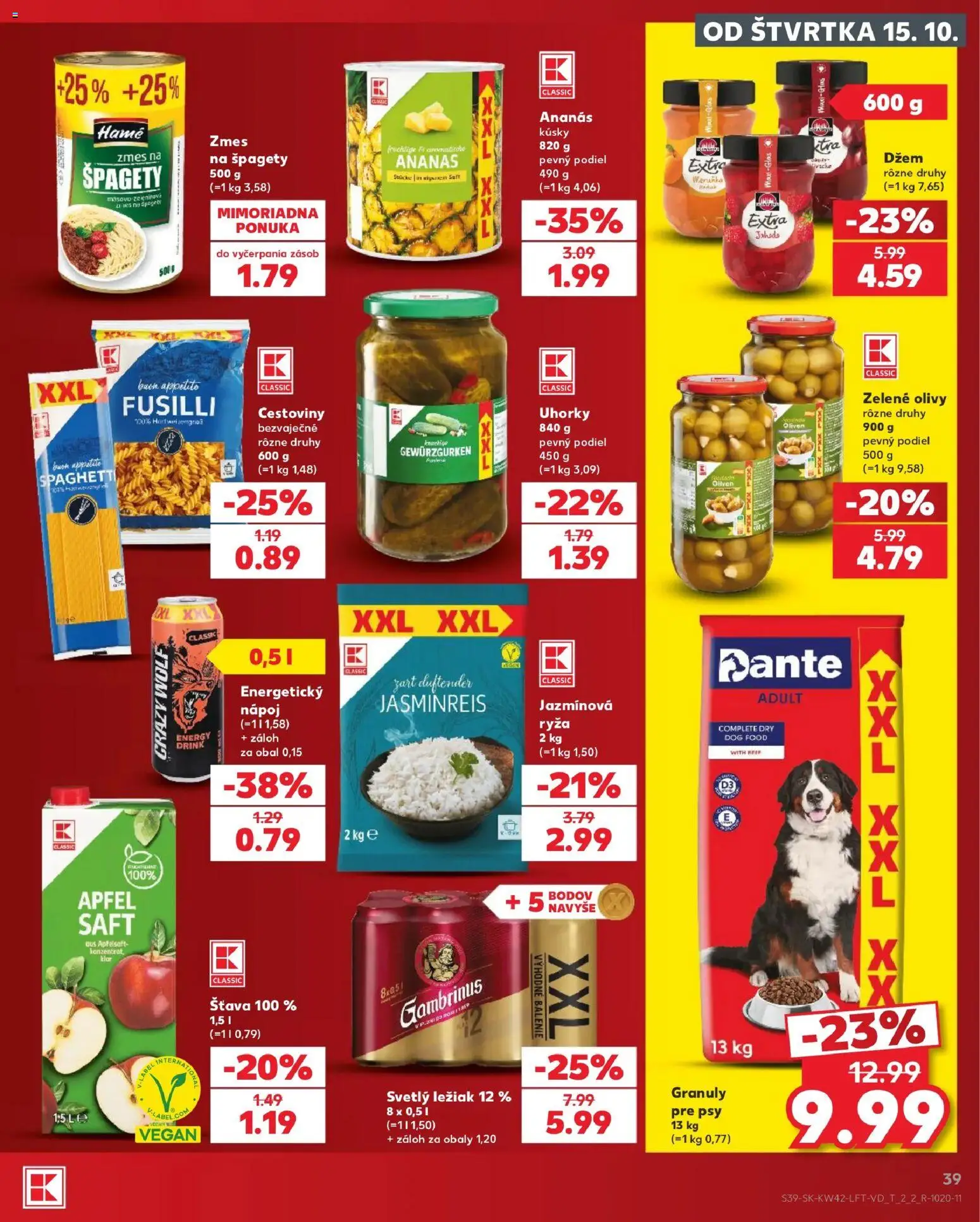 Nové Kaufland akcie – leták je platný od 15.10.2026 | Strana: 39 | Produkty: Fusilli, Cestoviny, Ananás, Špagety