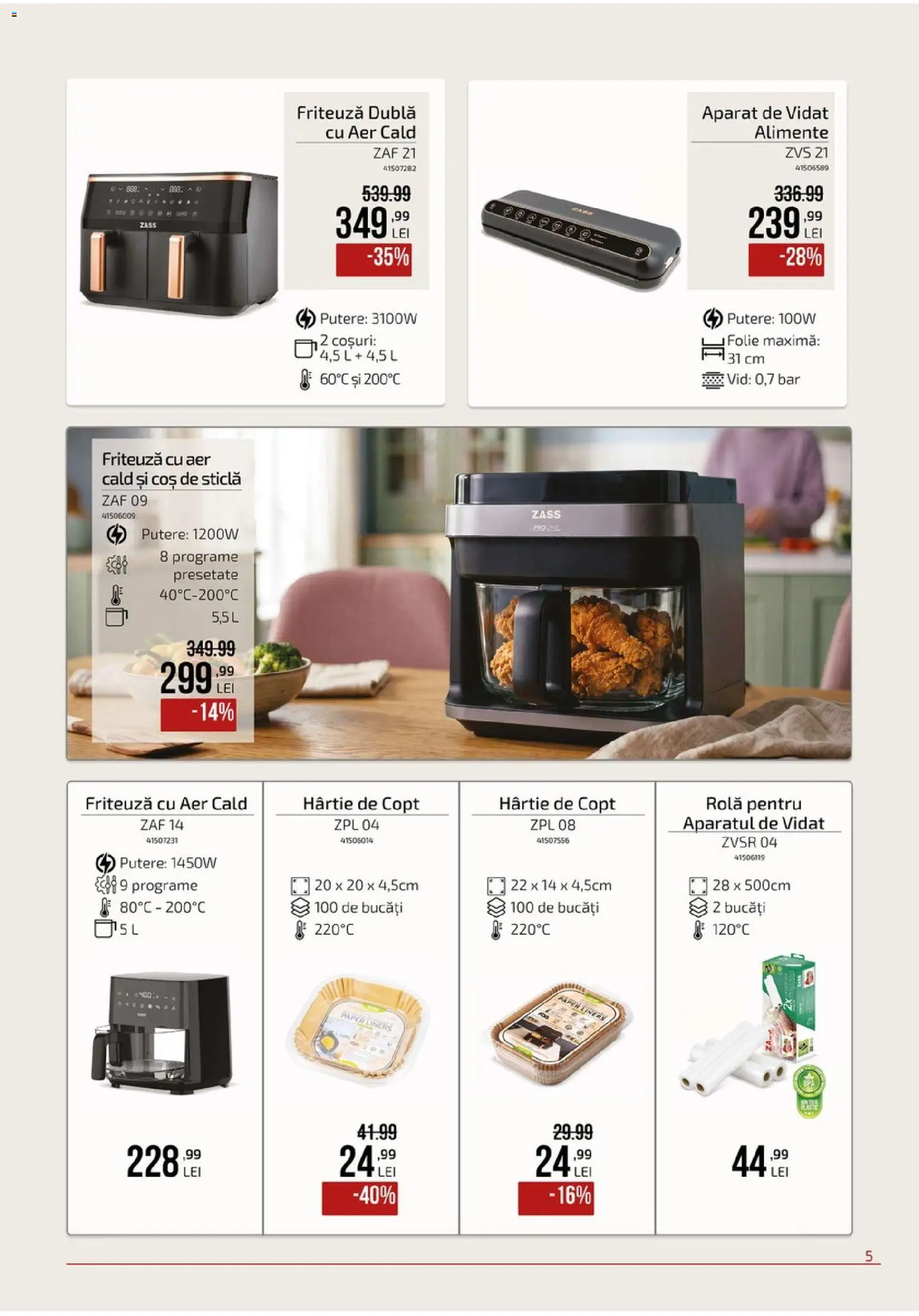 Noul catalog Carrefour – valabil de la 09.09.2026 | Pagină: 5 | Produse: Friteuza cu aer cald, Friteuză, Coș, Aparat