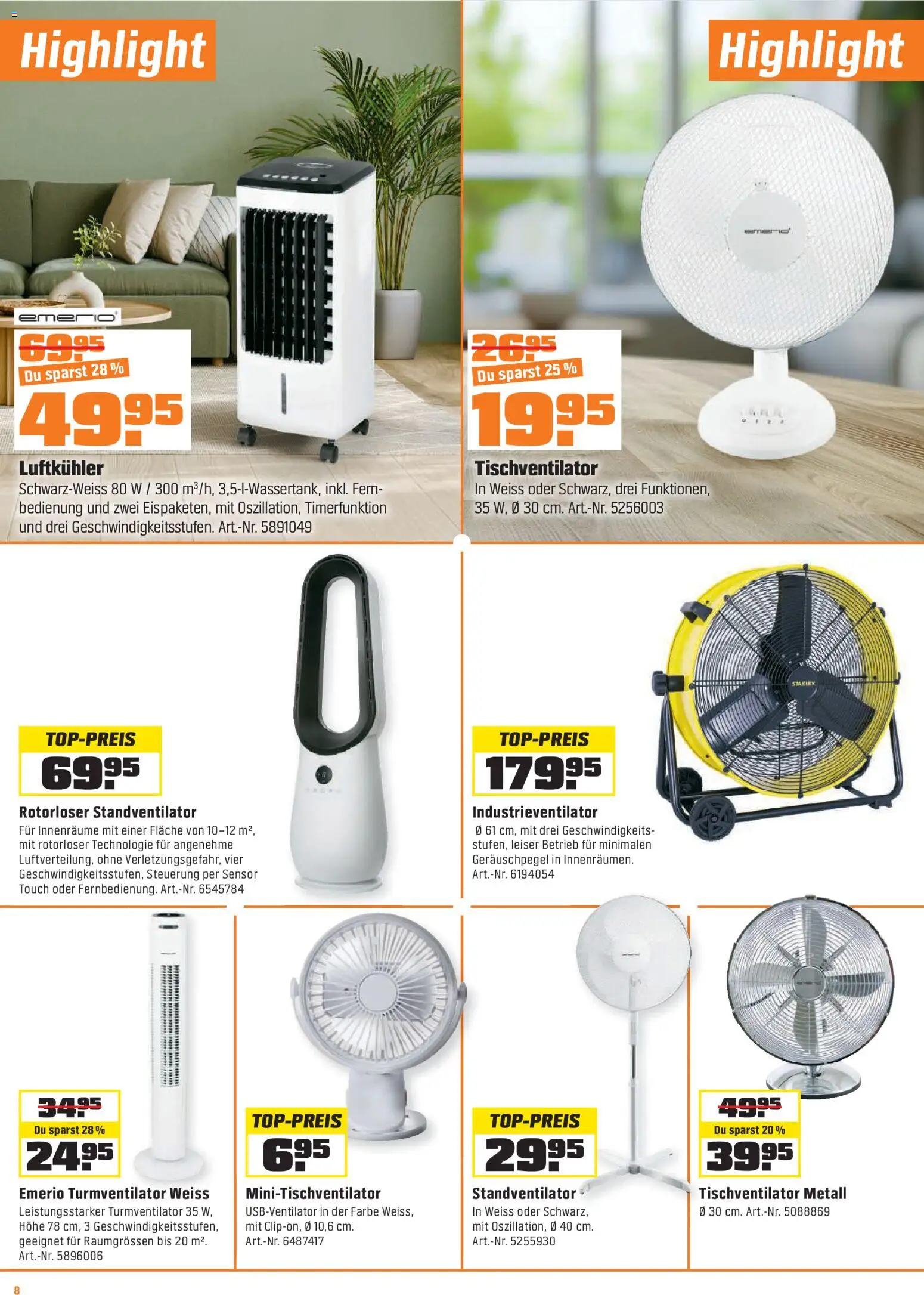 OBI - UNSERE SUPERDEALS! – gültig ab 07.07.2026 | Seite: 8 | Produkte: Turmventilator