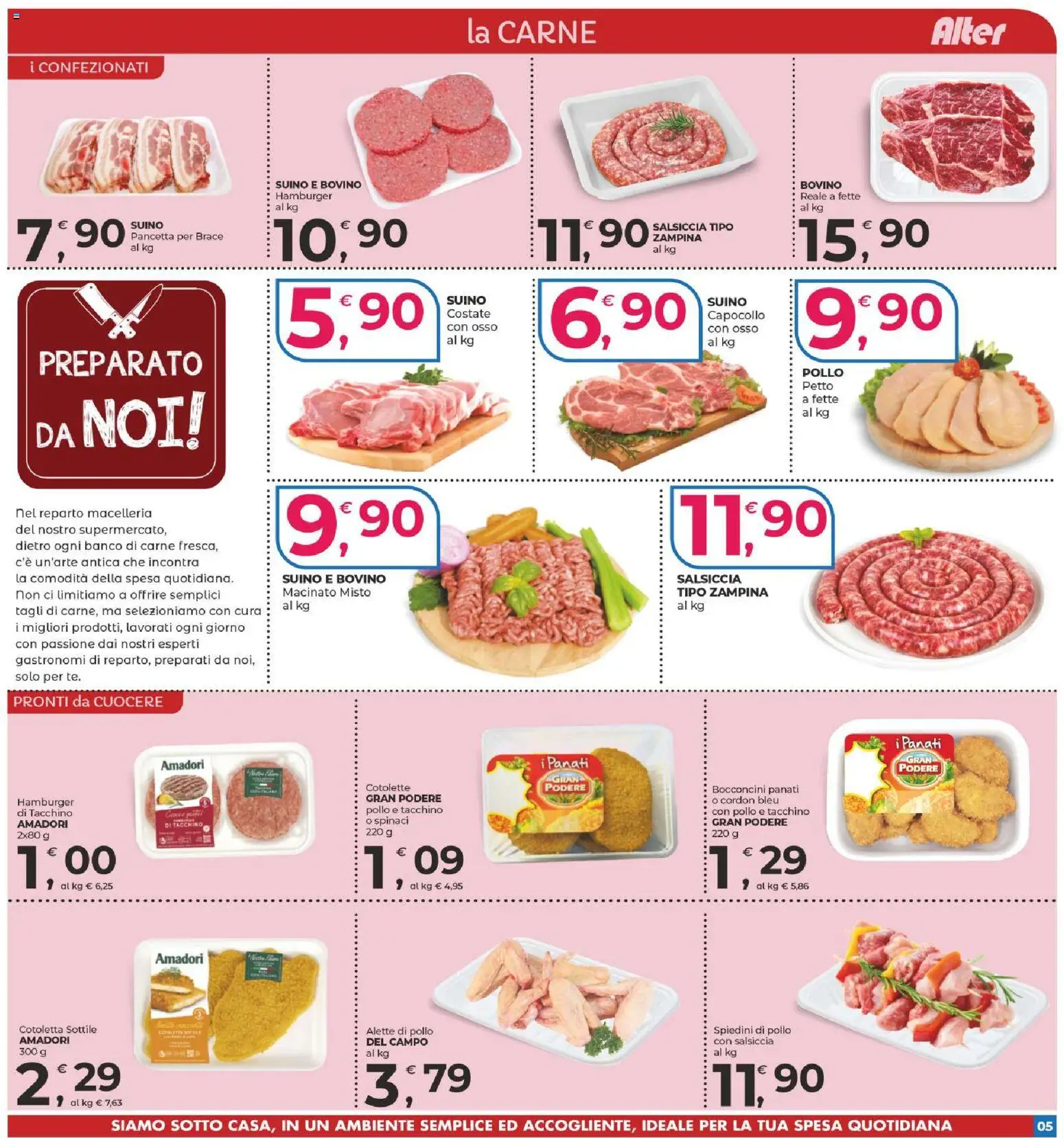 Volantino Alter Discount del 24/06/2026 | Pagina: 5 | Prodotti: Bovino, Spinaci, Hamburger, Macinato