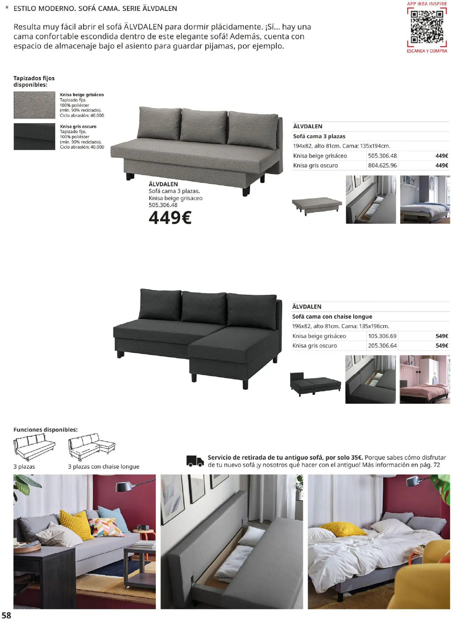 Catálogo IKEA Sofás │ válido desde el 07.05.2026 | Página: 58 | Productos: Sofá cama, Cama, Almacenaje, Sofá