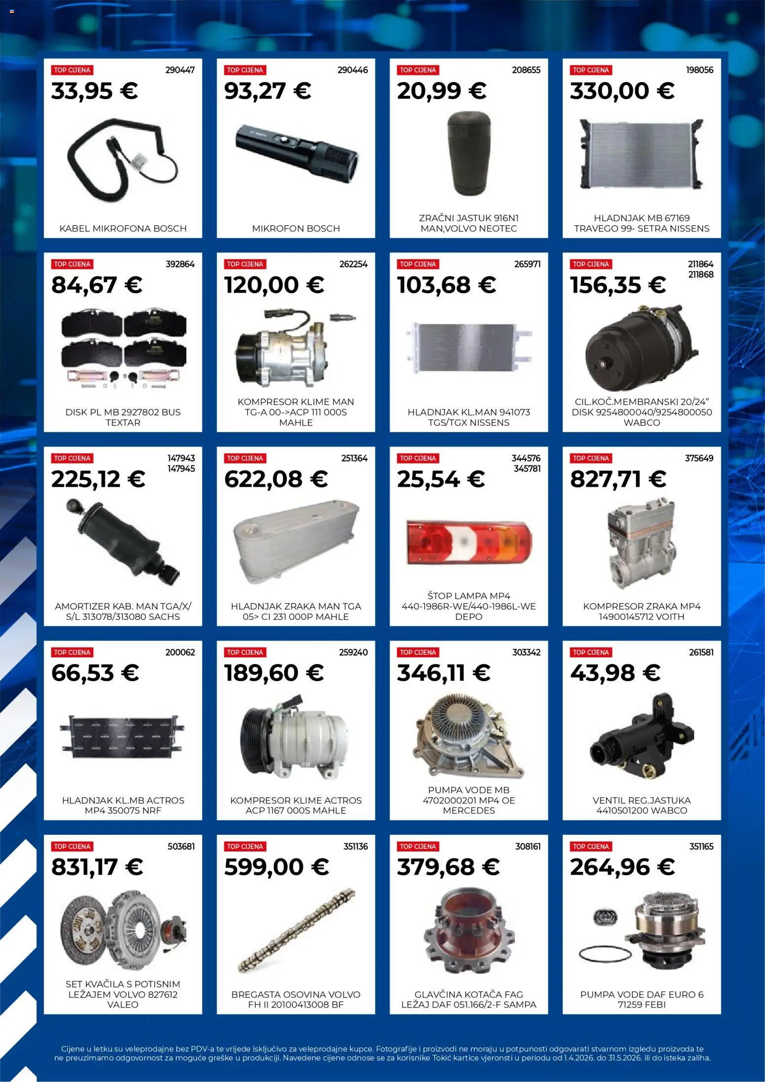 Tokić katalog | vrijedi od 01.04.2026 | Stranica: 2 | Proizvodi: Kompresor, Ventil, Mikrofon, Hladnjak