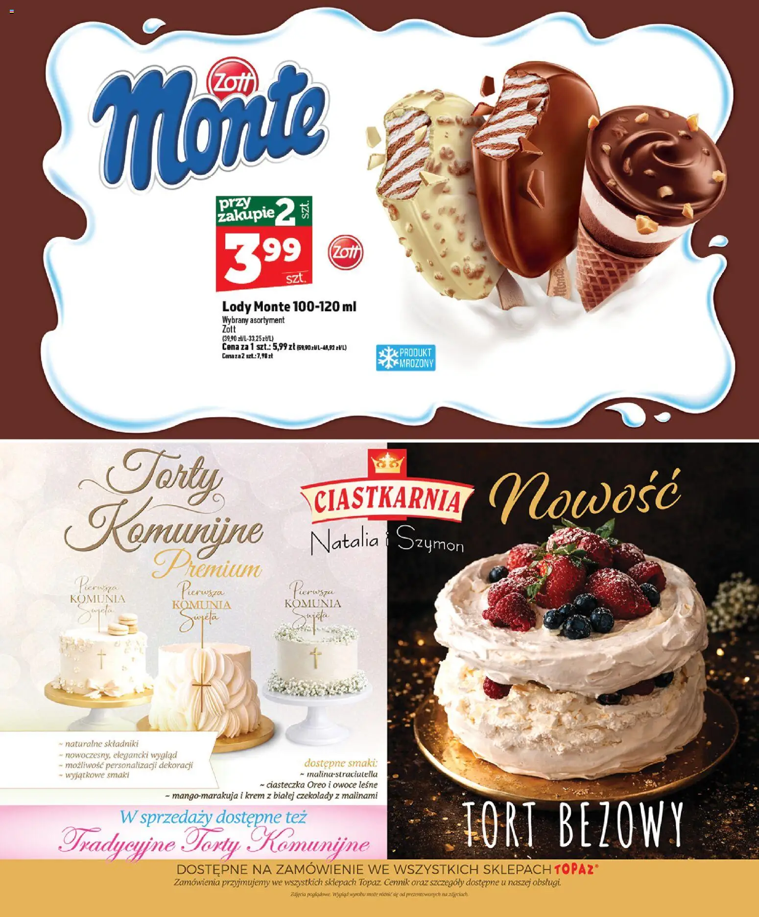 Topaz gazetka - Express od 07.05.2026 | Strona: 15 | Produkty: Tort, Krem, Lody, Owoce