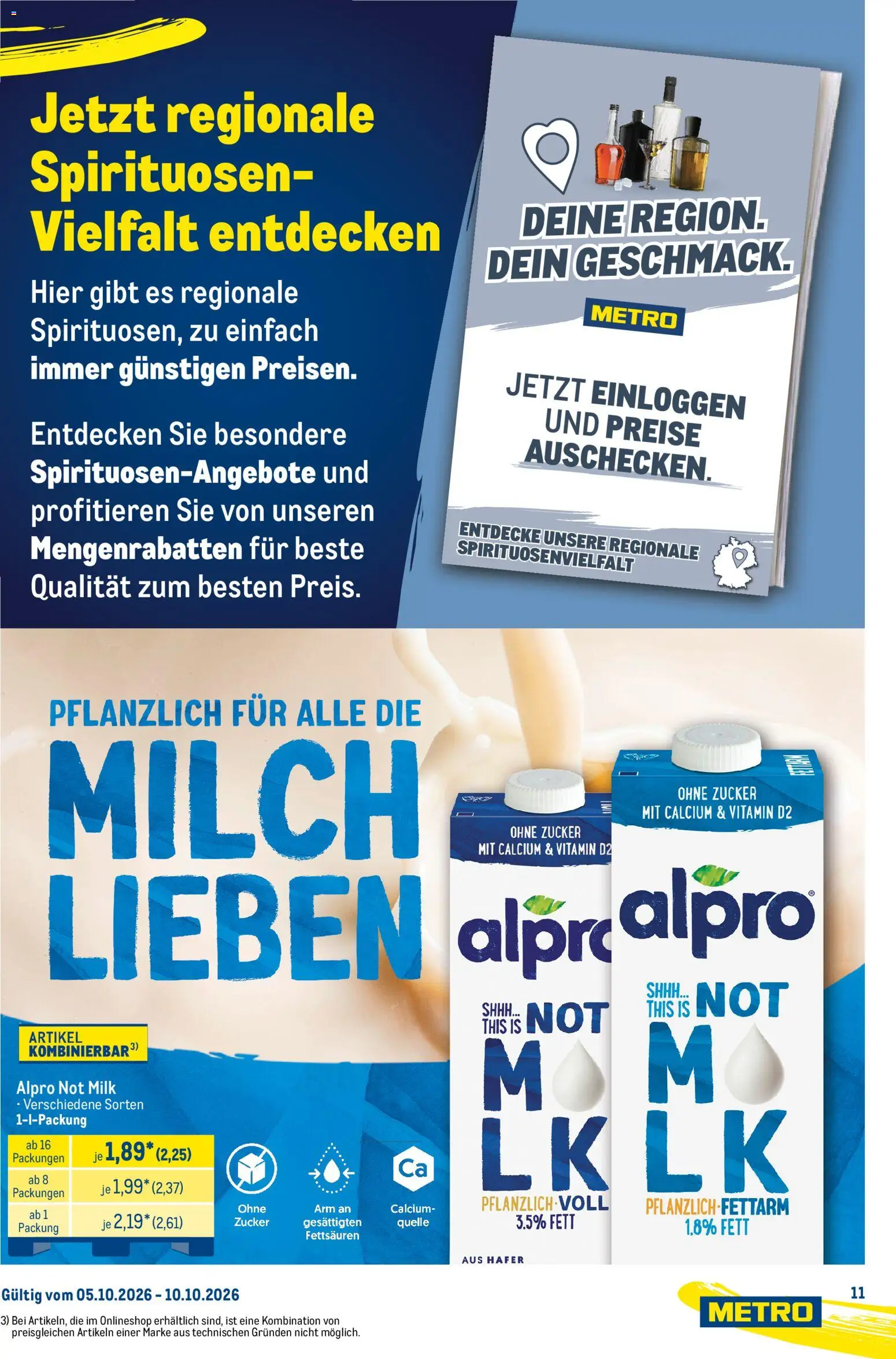 Metro Starke Marken – gültig ab 05.10.2026 | Seite: 11 | Produkte: Milch, Alpro, Zucker
