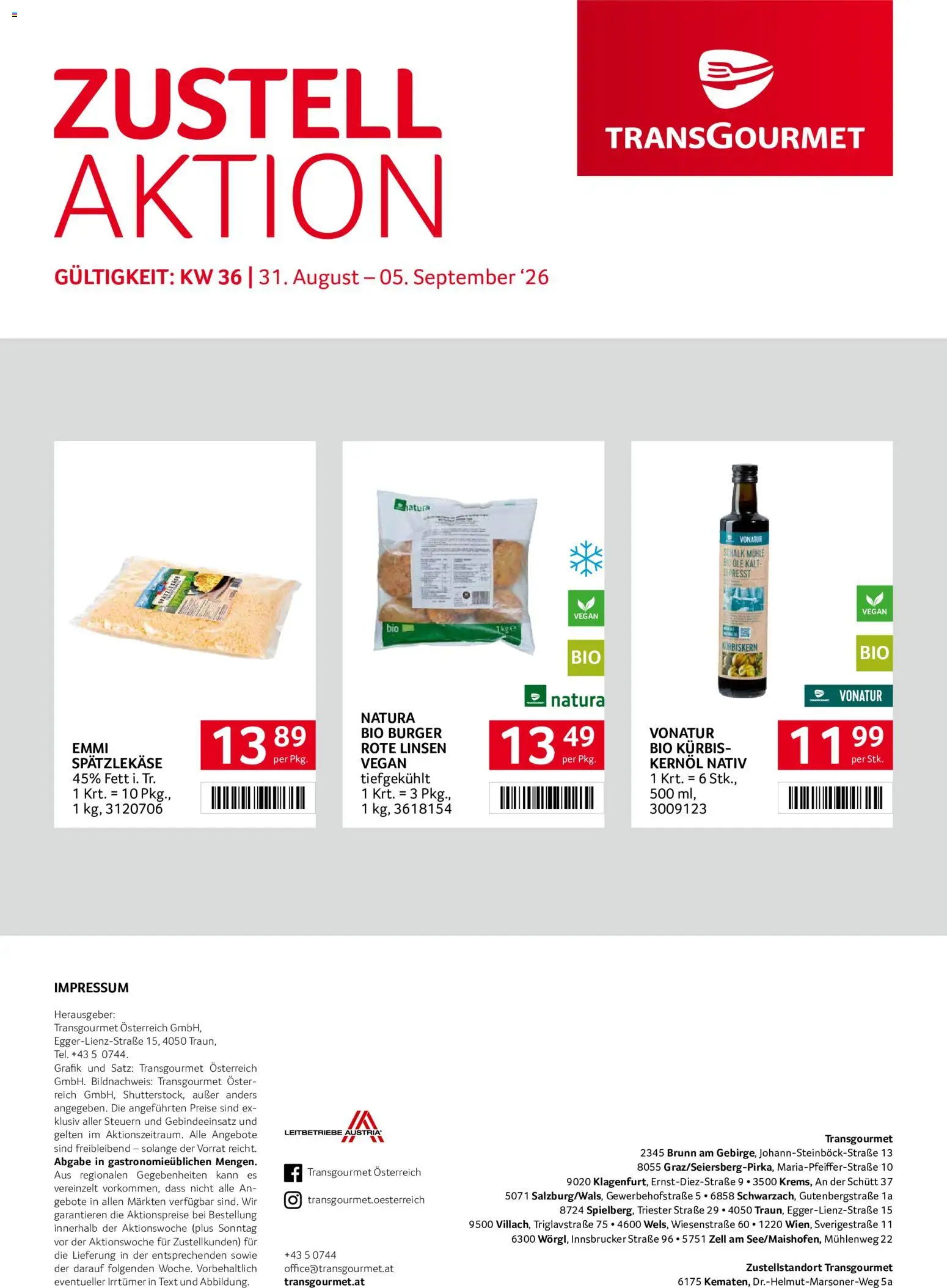 Transgourmet Zustellaktion gültig ab 31.08.2026 | Seite: 32 | Produkte: Burger, Kürbis, Mühle