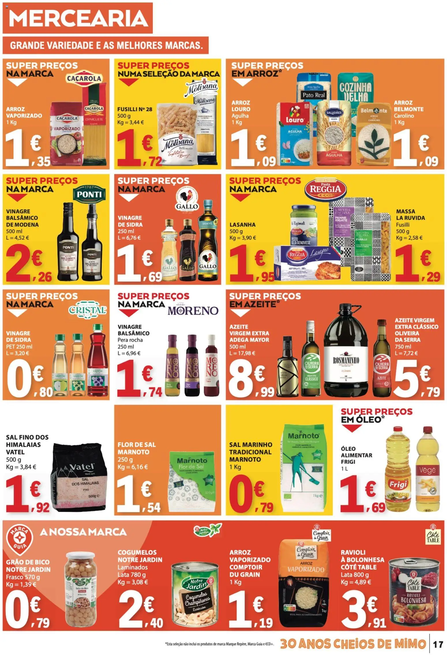 E.Leclerc folheto │ válido de 17/09/2026 | Página: 17 | Produtos: Vinagre, Esparguete, Sal, Arroz