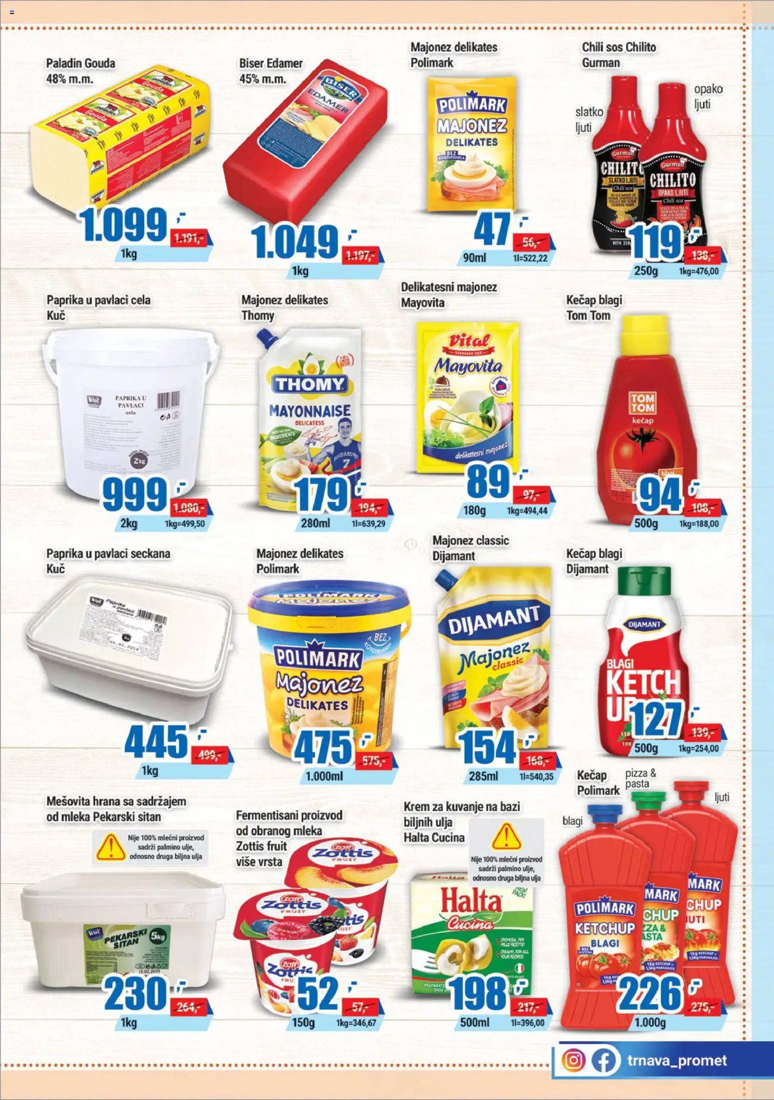 Trnava Promet katalog - važi od 27.04.2026 | Strana: 5 | Proizvode: Majonez, Kečap, Edamer, Paprika u pavlaci