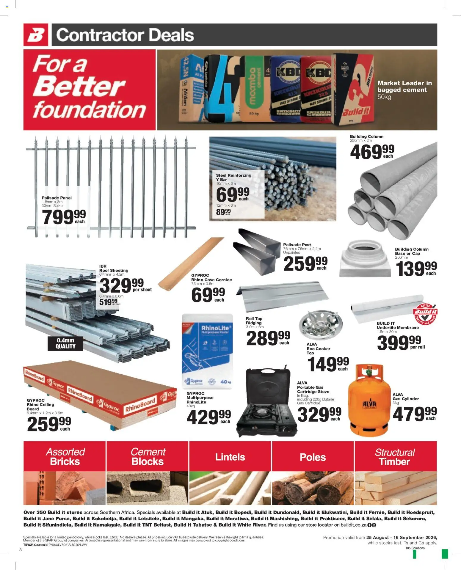 New Build It catalogue – valid from 25/08/2026 | Page: 8 | Products: Cap, Stove, Cooker, Foundation
