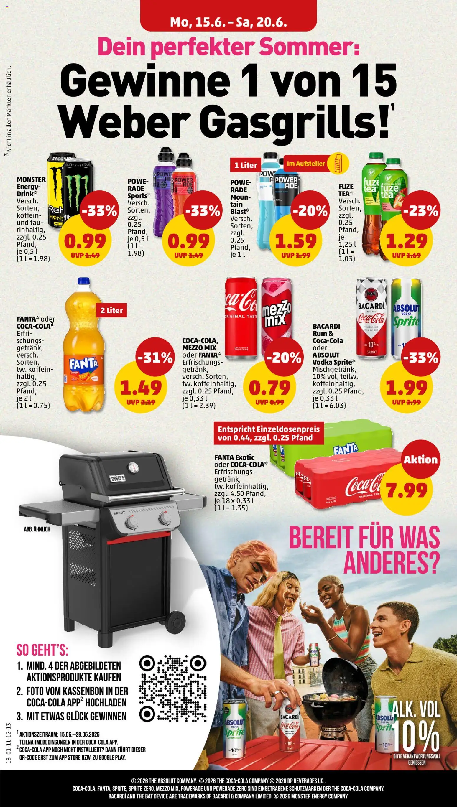 Penny Prospekt – gültig ab 15.06.2026 | Seite: 20 | Produkte: Coca cola, Sprite, Rum, Monster
