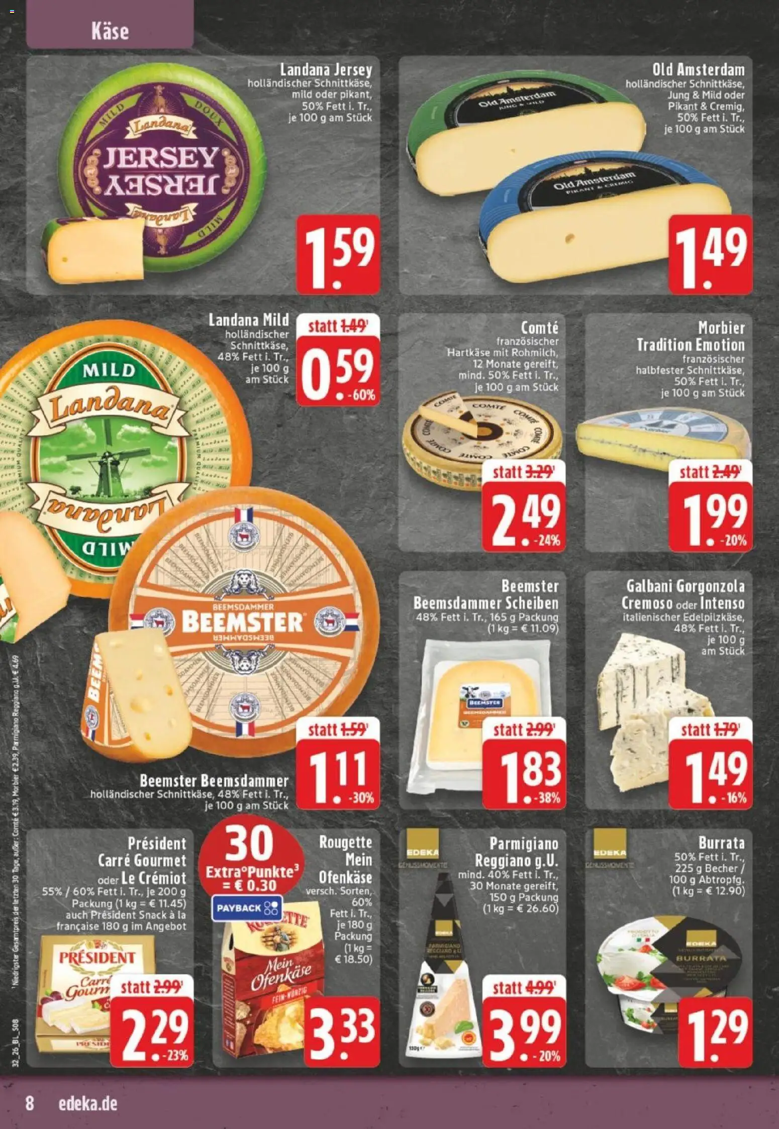 Edeka Prospekt Dortmund – gültig ab 03.08.2026 | Seite: 8 | Produkte: Käse, Bier, Burrata