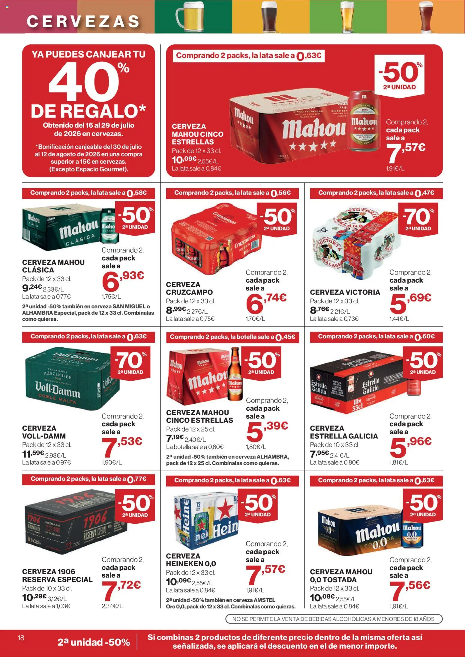 Supercor folleto │ válido desde el 30/07/2026 | Página: 18 | Productos: Cerveza, Σπανάκι