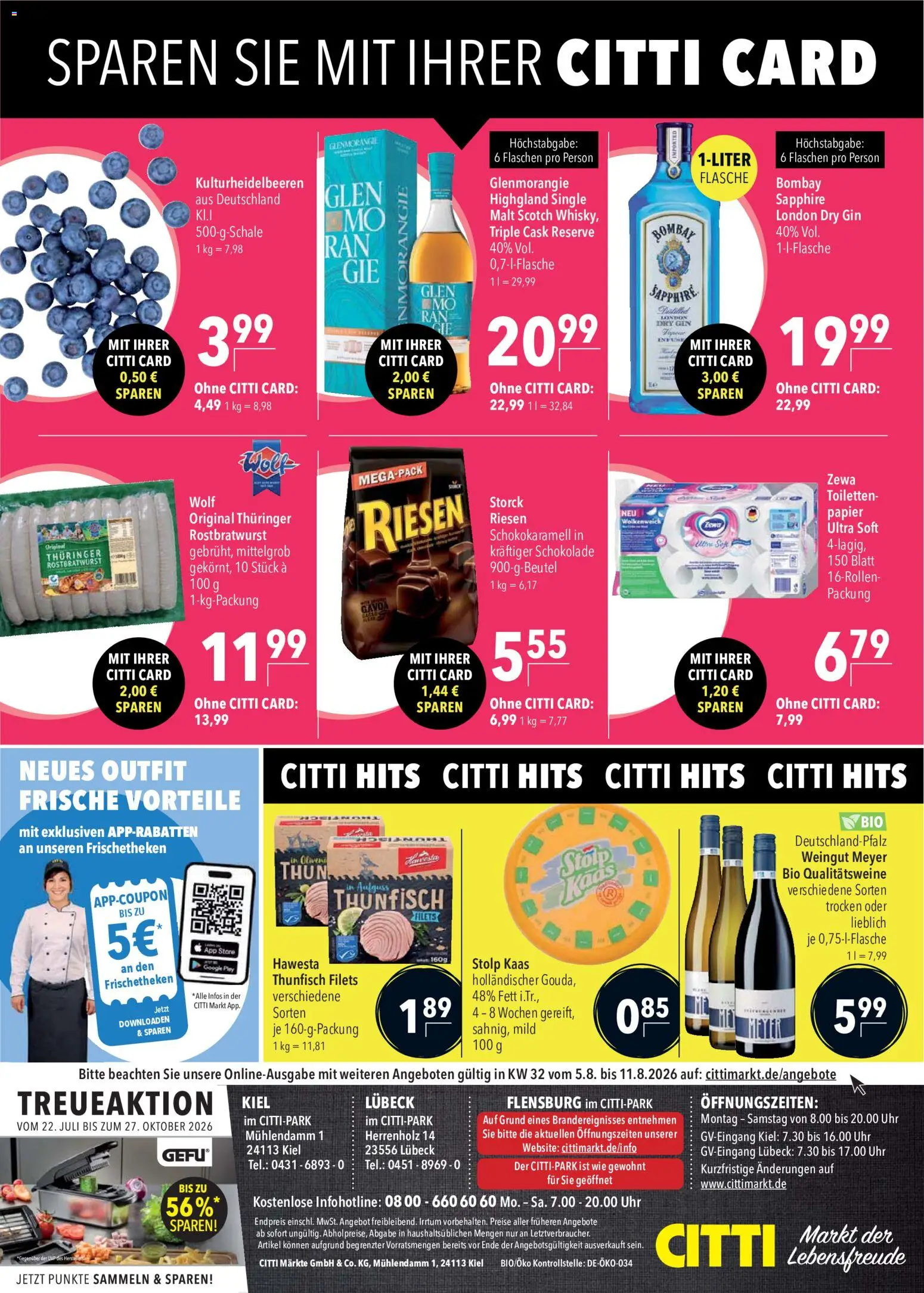 CITTI Markt Prospekt – gültig ab 05.08.2026 | Seite: 20 | Produkte: Schokolade, Zewa, Gin, Uhr