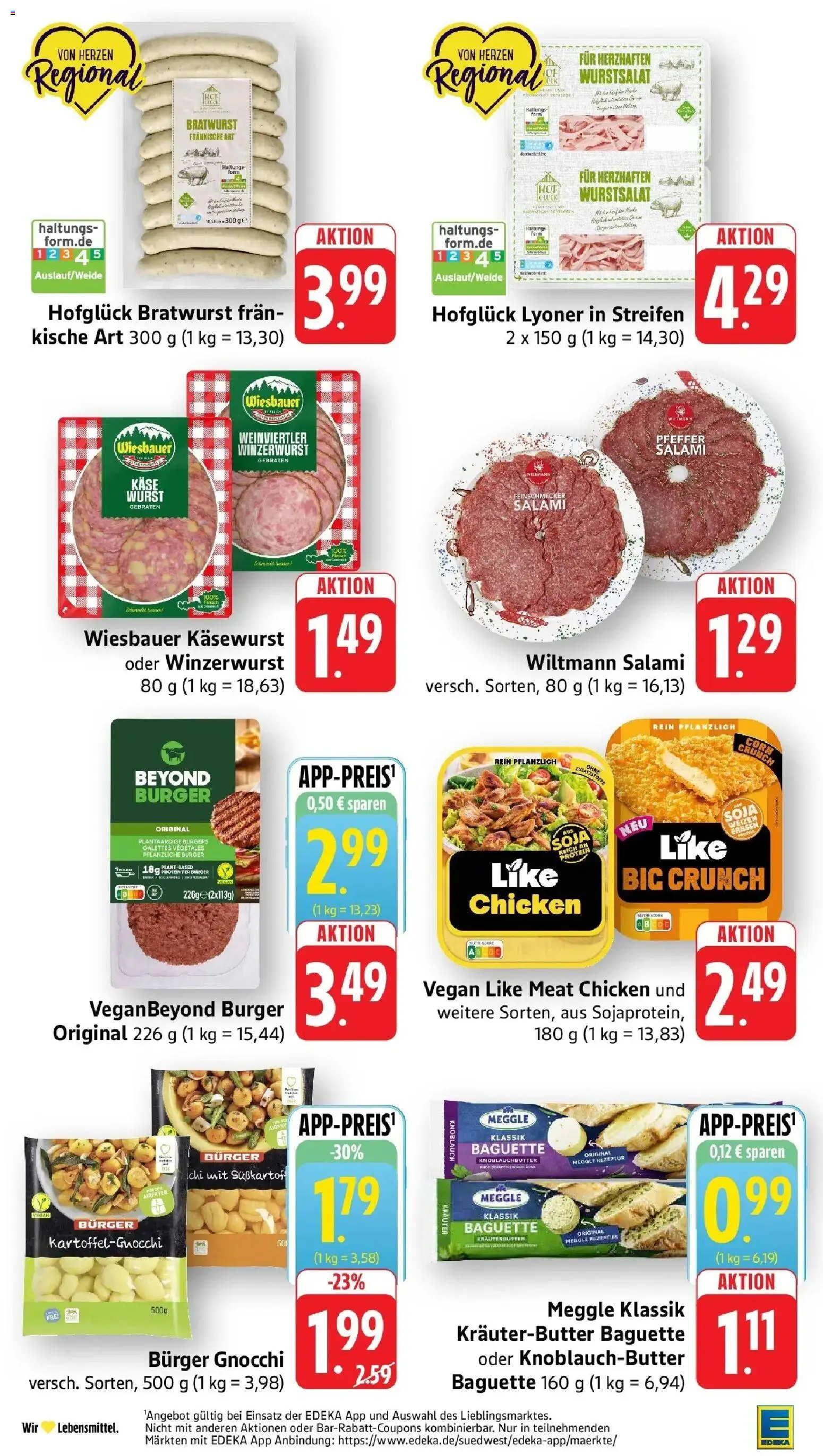 Edeka prospekt Weinheim – gültig ab 22.06.2026 | Seite: 15 | Produkte: Bratwurst, Baguette, Kräuterbutter, Salami