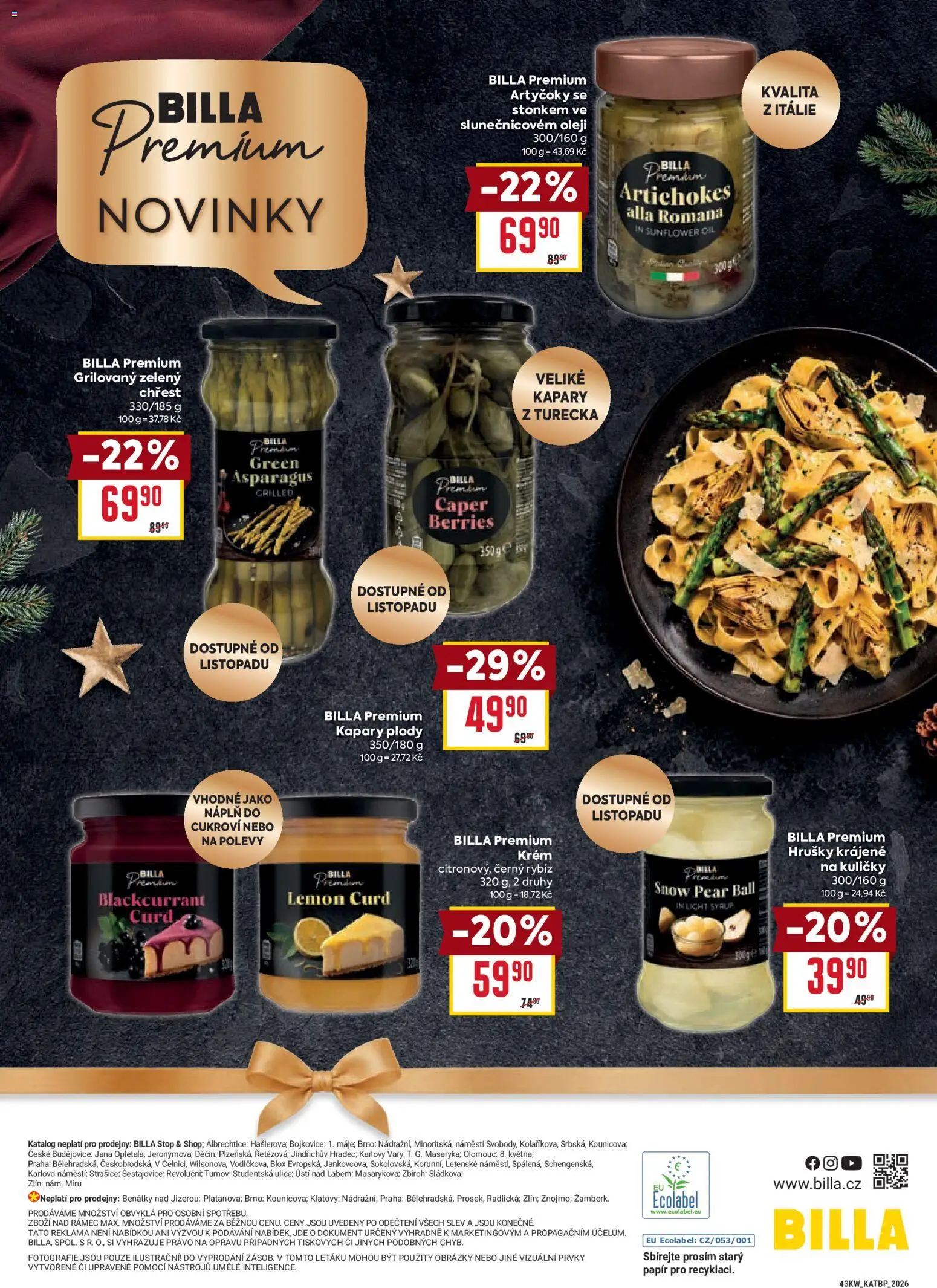 Billa leták - Billa Premium od 21.10.2026 | Strana: 20 | Produkty: Hrušky, Krém, Kapary, Chřest