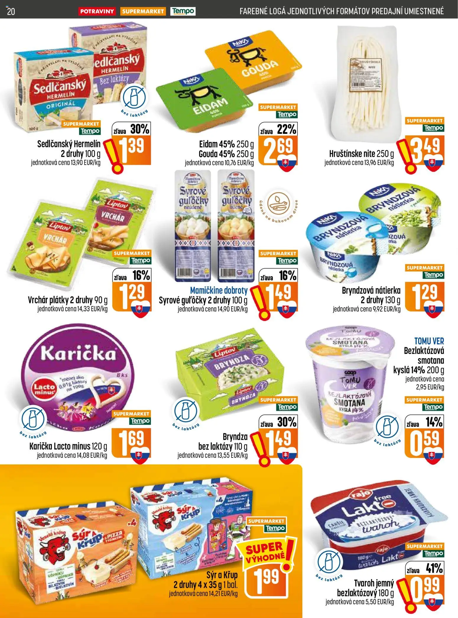 Nové COOP Jednota akcie – leták je platný od 03.09.2026 | Strana: 20 | Produkty: Syr, Eidam 45%, Gouda, Nátierka