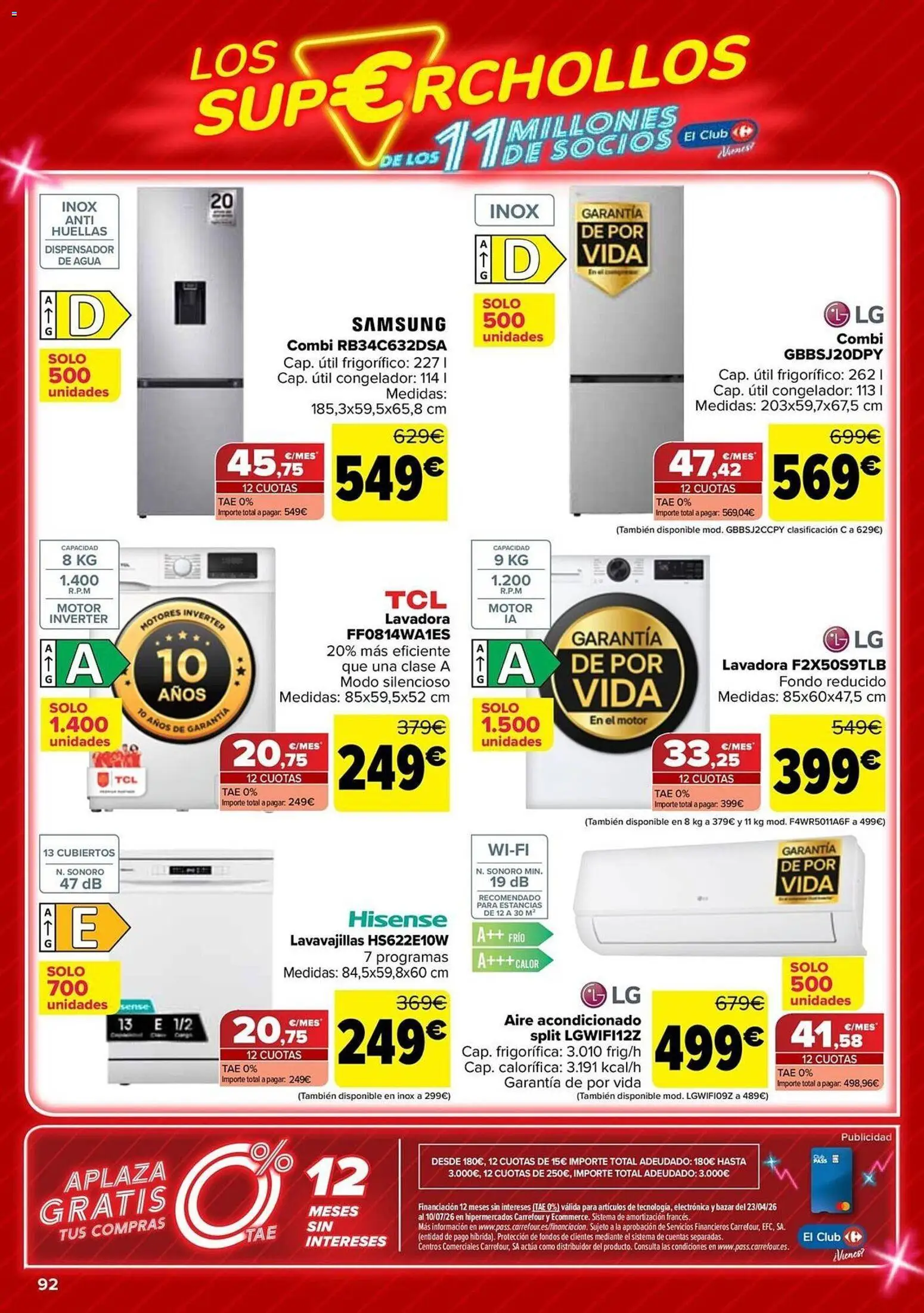 Carrefour folleto │ válido desde el 12.05.2026 | Página: 92 | Productos: Dispensador, Lavavajillas, Combi, Aire acondicionado
