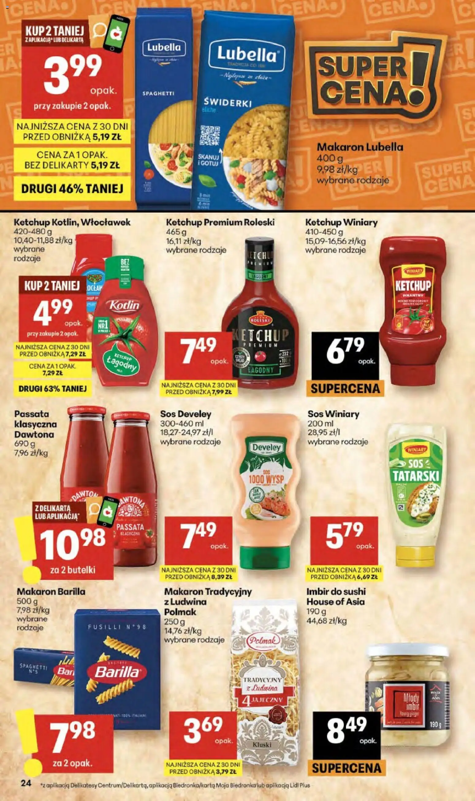 Delikatesy Centrum gazetka od 09.04.2026 | Strona: 24 | Produkty: Imbir, Makaron Barilla, Sushi, Makaron