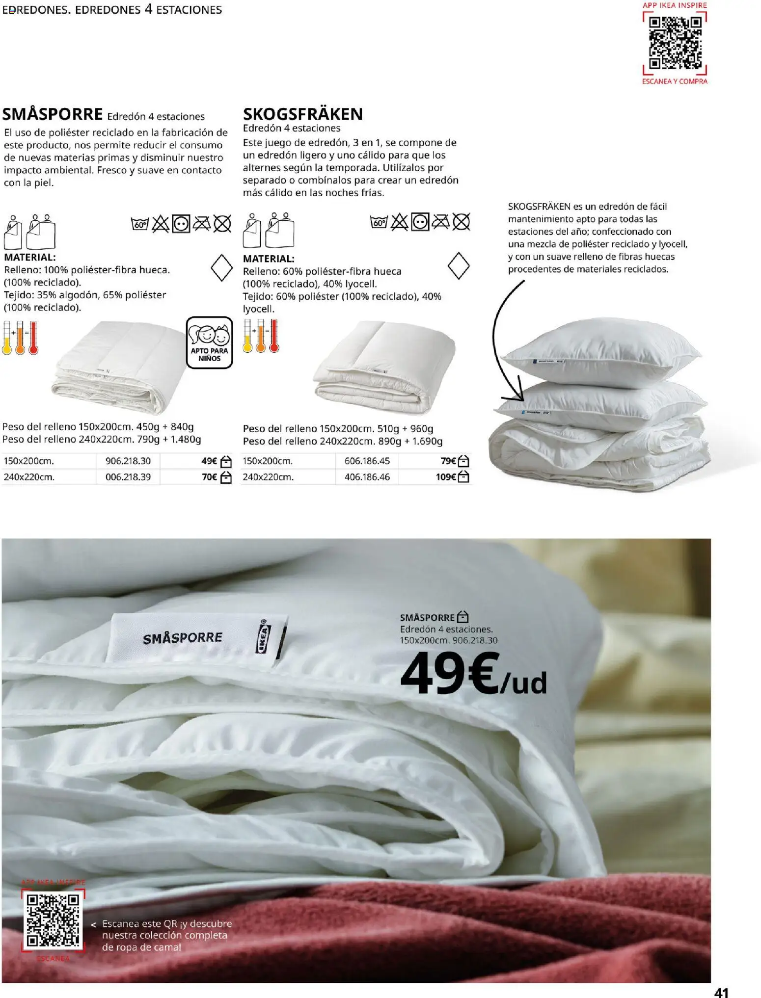 Catálogo IKEA Confort │ válido desde el 01.02.2026 | Página: 41 | Productos: Edredón, Κασέρι, Peso, Cama