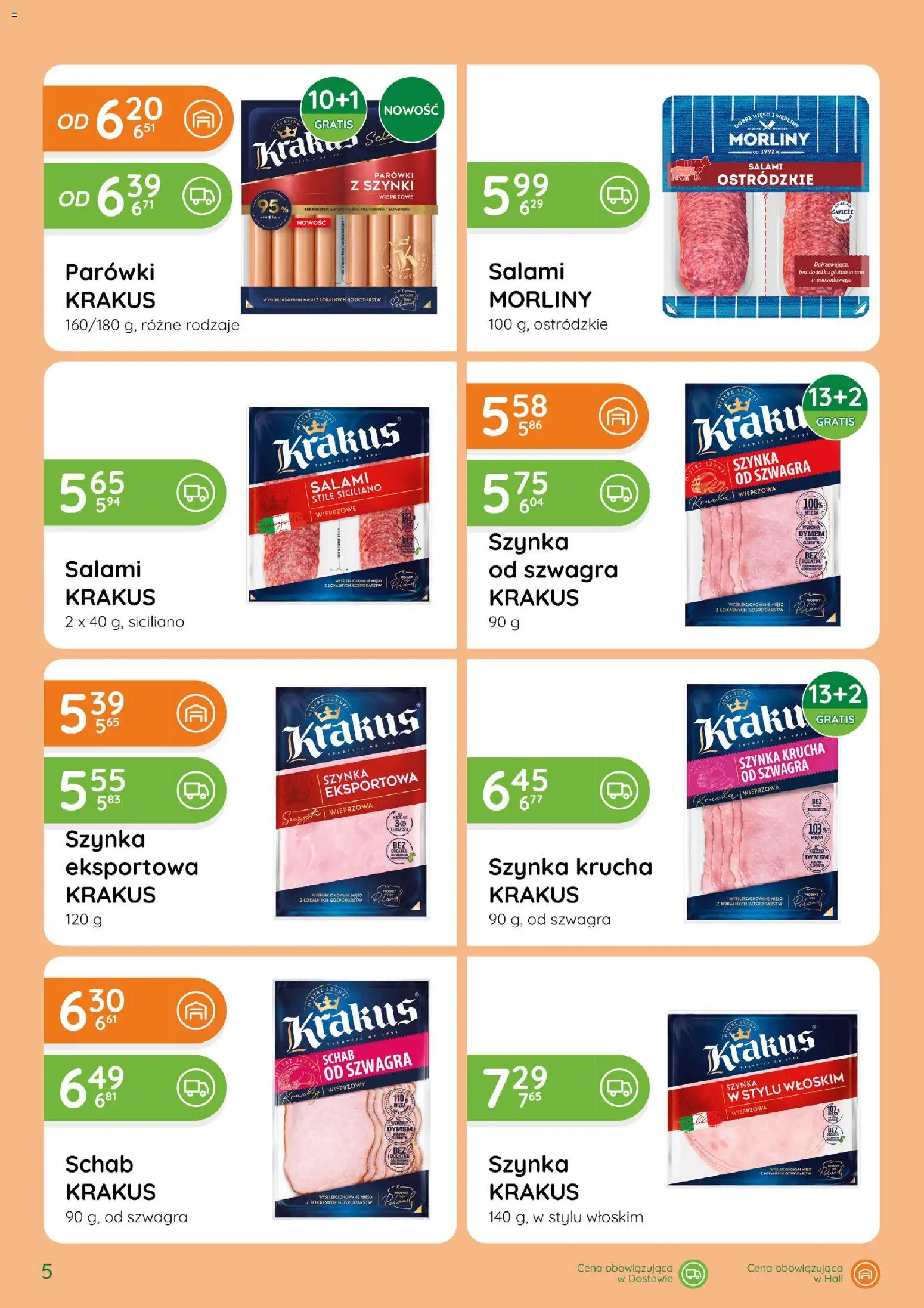 Eurocash gazetka - Katalog Wędlin od 01.10.2026 | Strona: 5 | Produkty: Schab, Mięso, Szynka, Wędliny