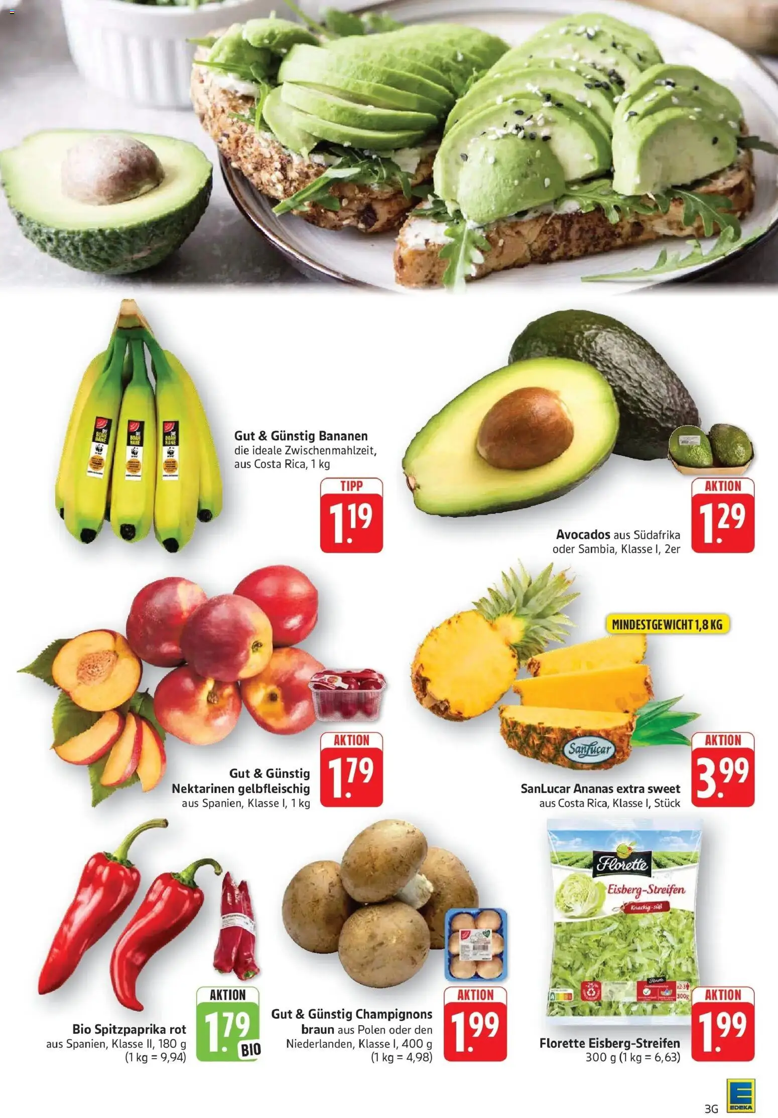 Edeka prospekt Geislingen – gültig ab 21.06.2026 | Seite: 3 | Produkte: Nektarinen, Bananen, Ananas, Champignons