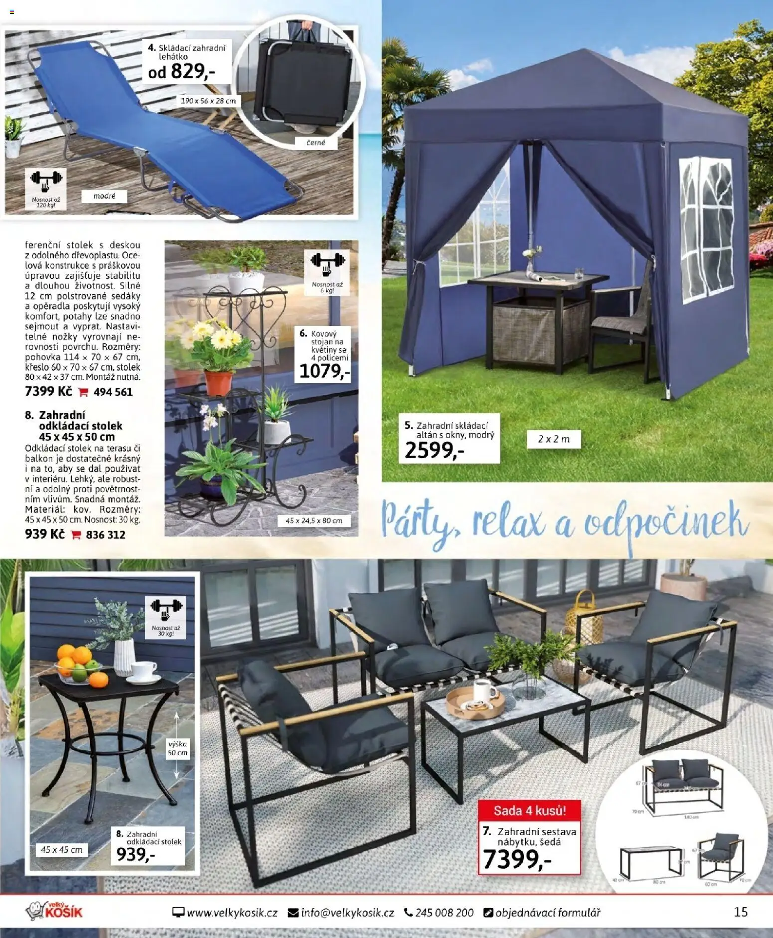 Velký Košík katalog květen 2026 od 01.05.2026 | Strana: 15 | Produkty: Zahradní lehátko, Altán, Květiny, Lehátko