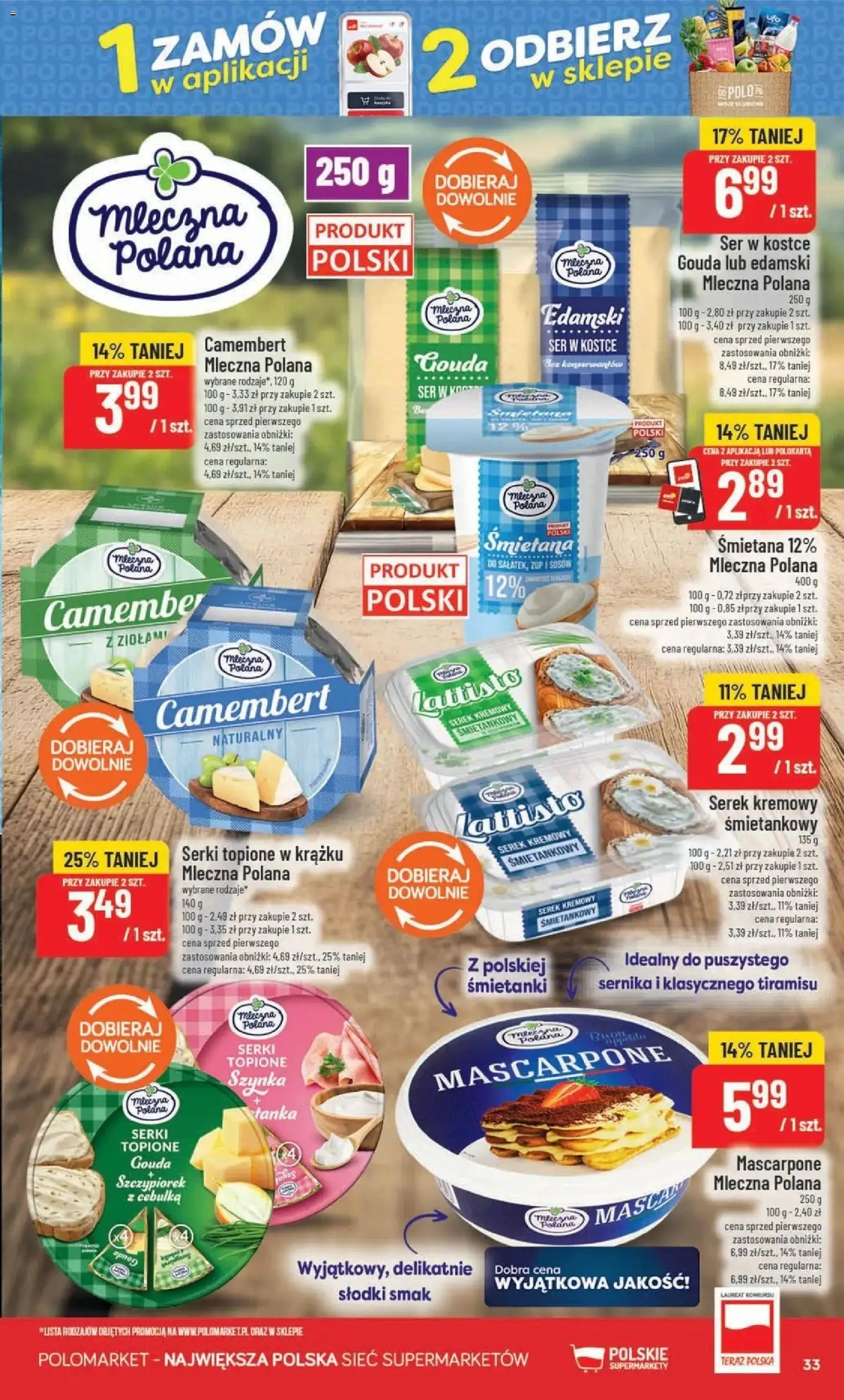 Nowa POLOmarket gazetka od jutra 30.09.2026 | Strona: 33 | Produkty: Serek, Tiramisu, Camembert, Ser